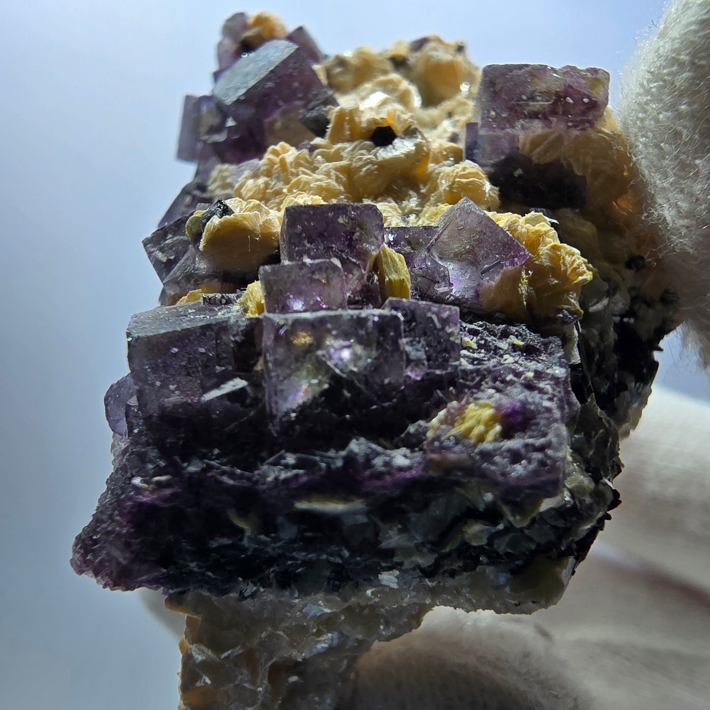 Bunte Phantom Fluorit Würfel Schörl Turmalin Muskovit Erongo, Namibia 67*56*38mm