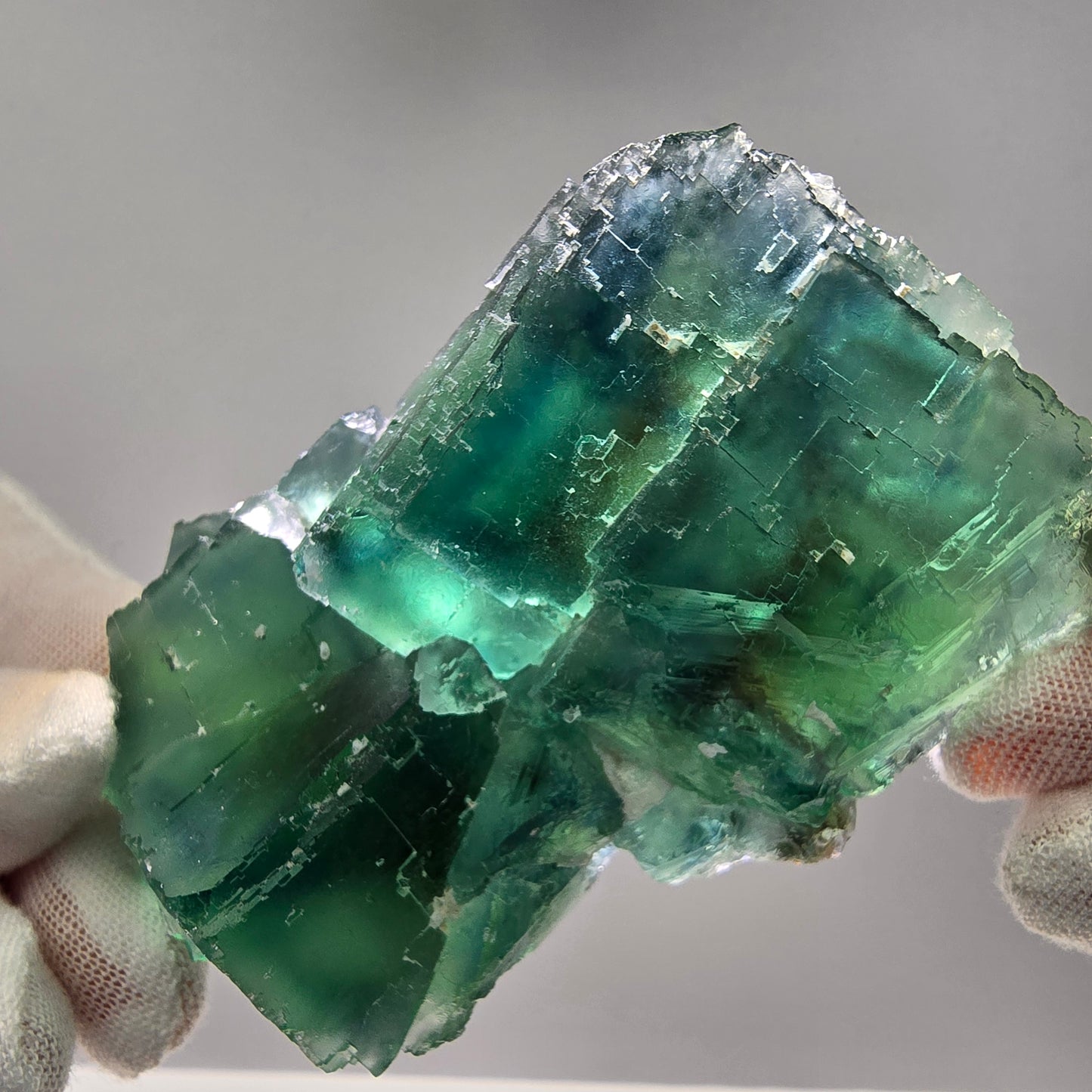 Große Phantom Fluorit Würfel Stufe grün braun Okorusu, Namibia 90*54*30mm