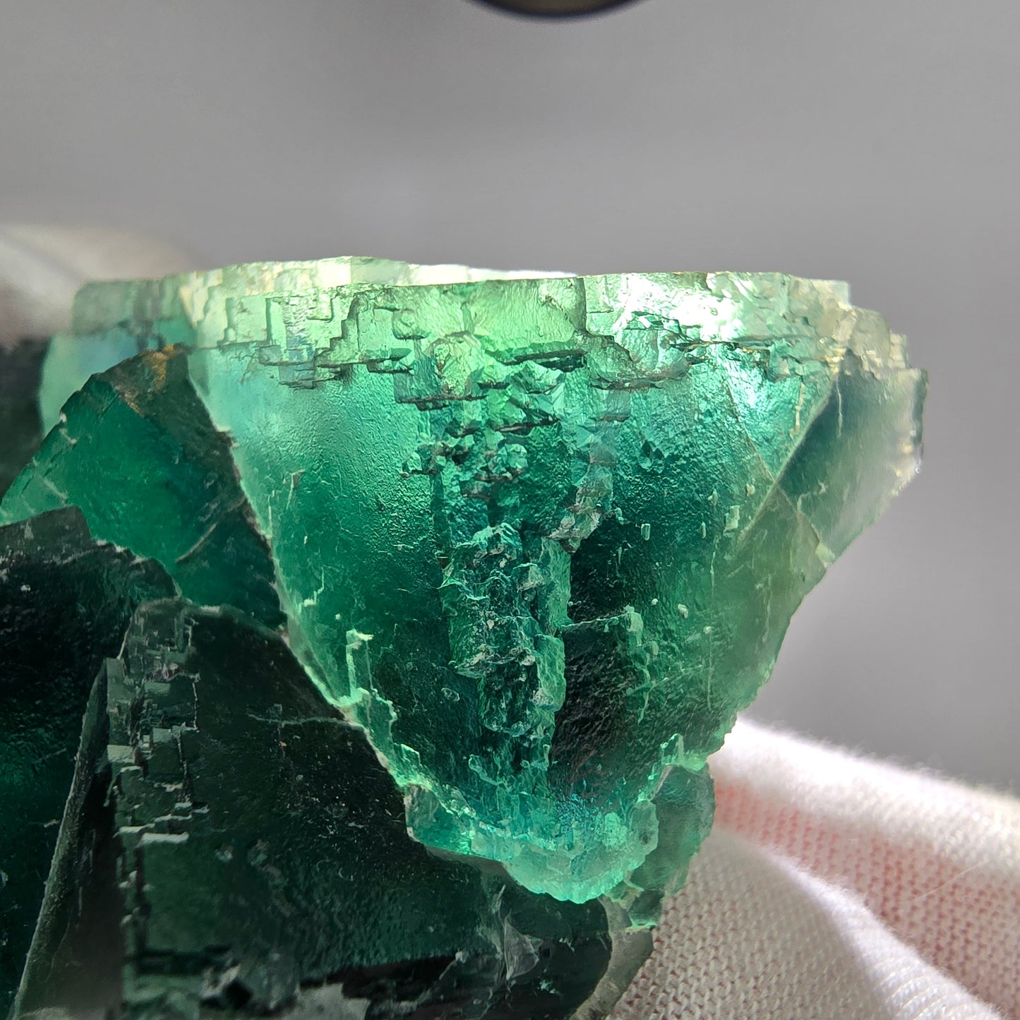 Große Phantom Fluorit Würfel Stufe grün parkettiert Okorusu, Namibia 81*68*35mm