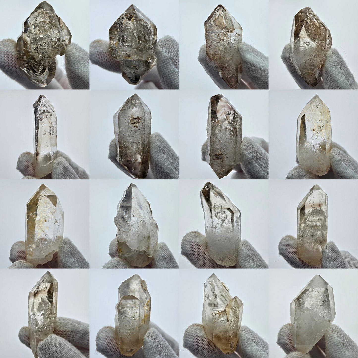 10x klare Phantom Rauchquarz Spitzen, Zepter aus Goboboseb, Namibia Lot Sammlung Set
