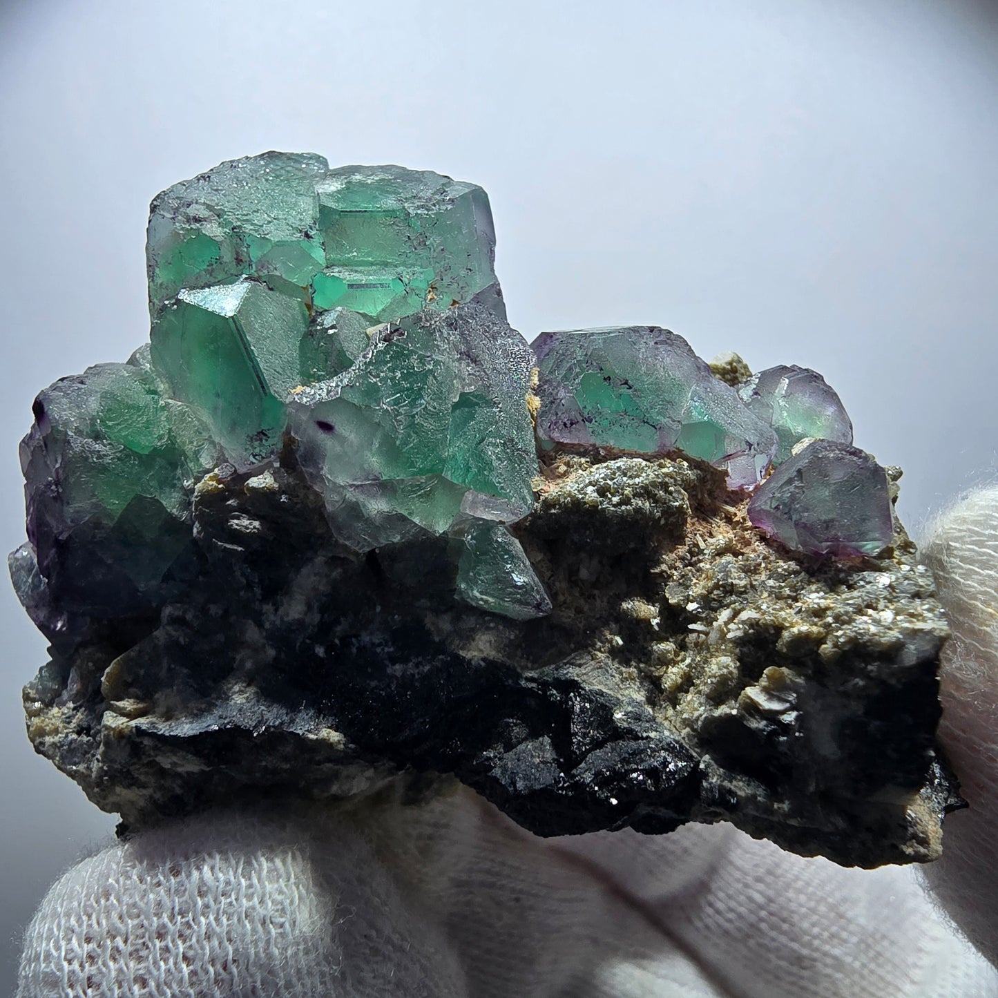 Phantom Fluorite zonal, Muscovite, Schorl Tourmaline specimen Erongo Namibia 62*48*33mm