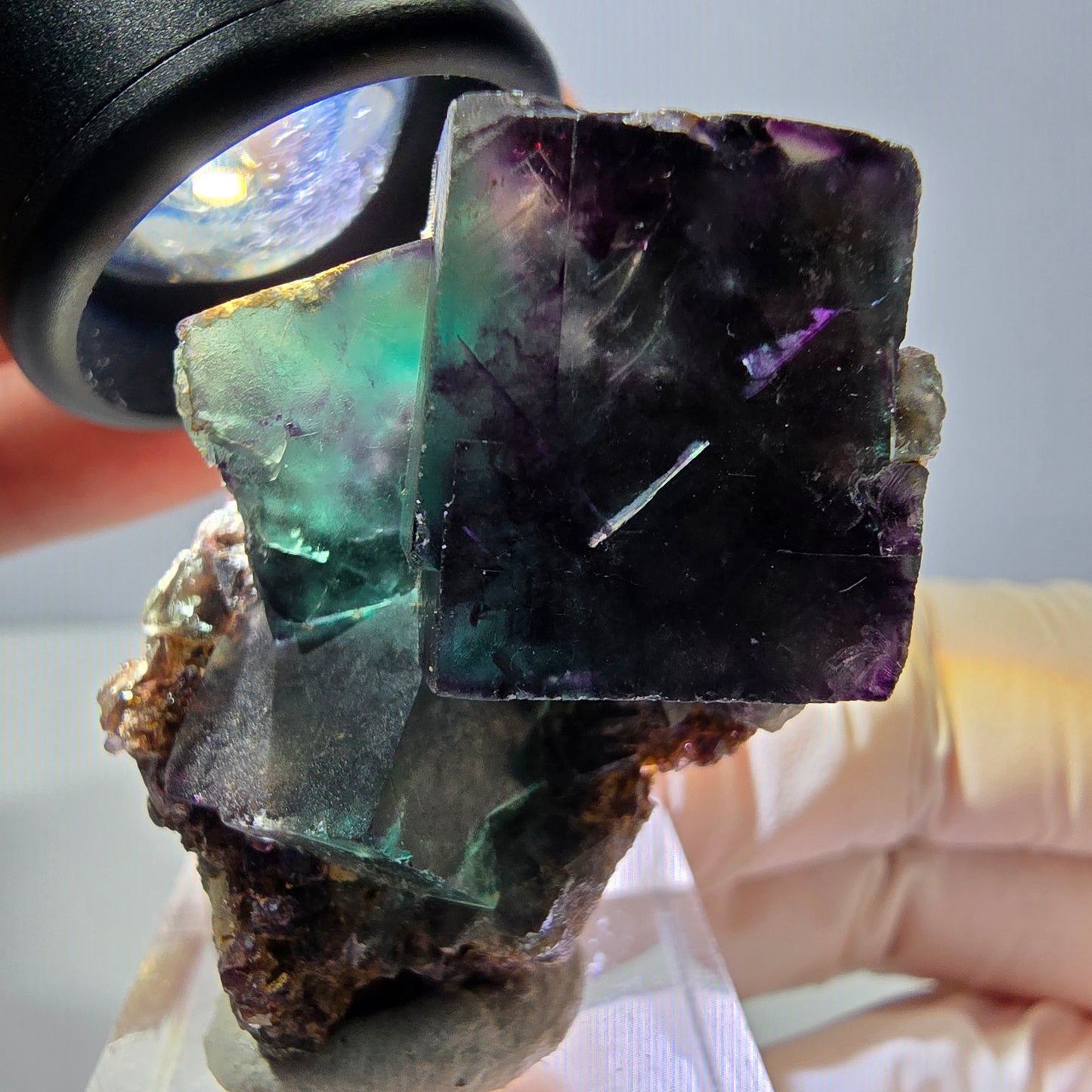 Phantom Fluorit Würfel Stufe, parkettiert grün lila Okorusu, Namibia 43*28*18mm
