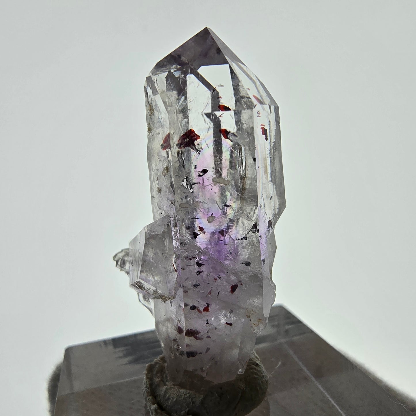 Améthyste fantôme Harlequin, spécimen de préhnite, mine Streep, Namibie, 34 x 18 x 14 mm