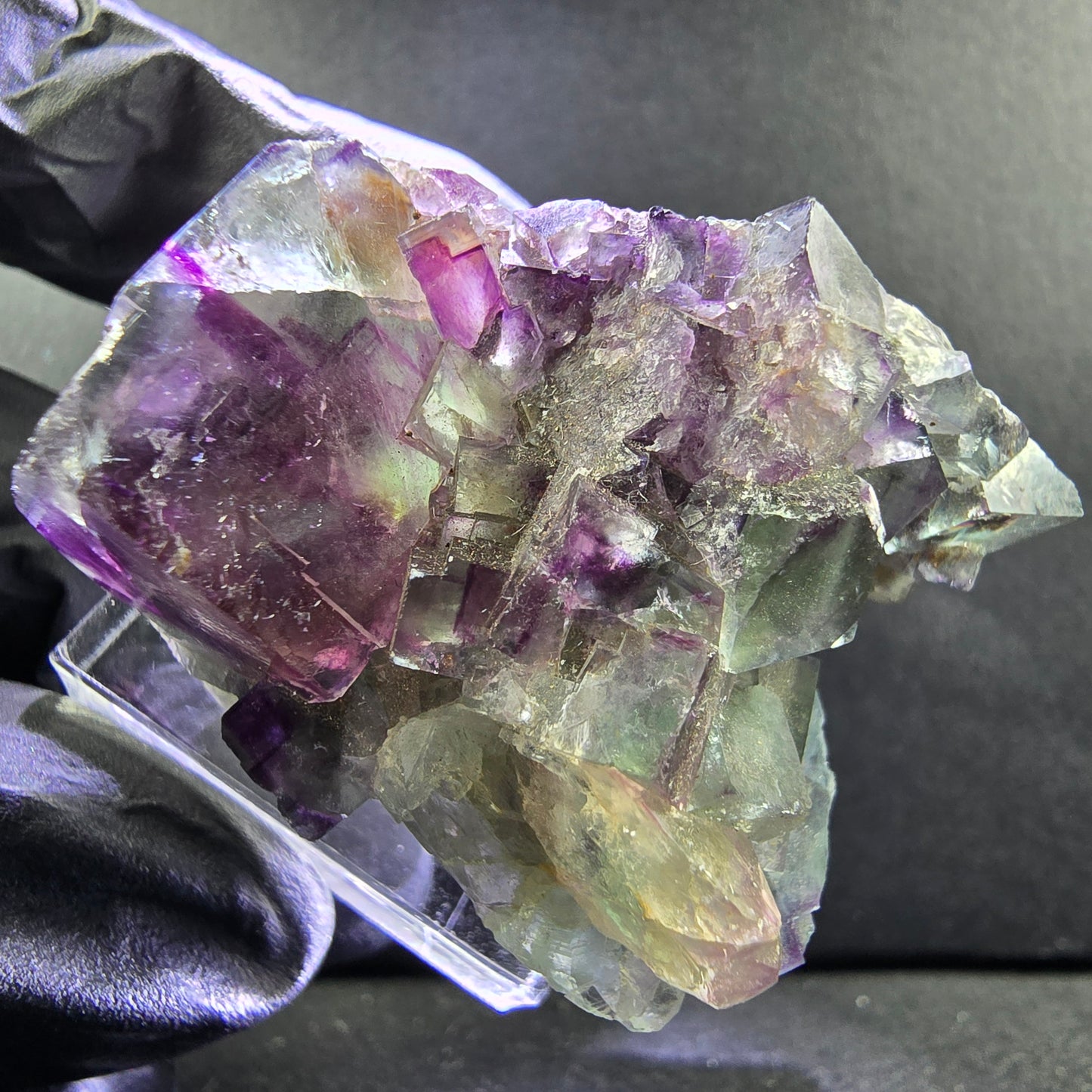 Seltene Zonare Phantom Fluorit XX Stufe lila grün 36*35*25mm Okorusu, Namibia
