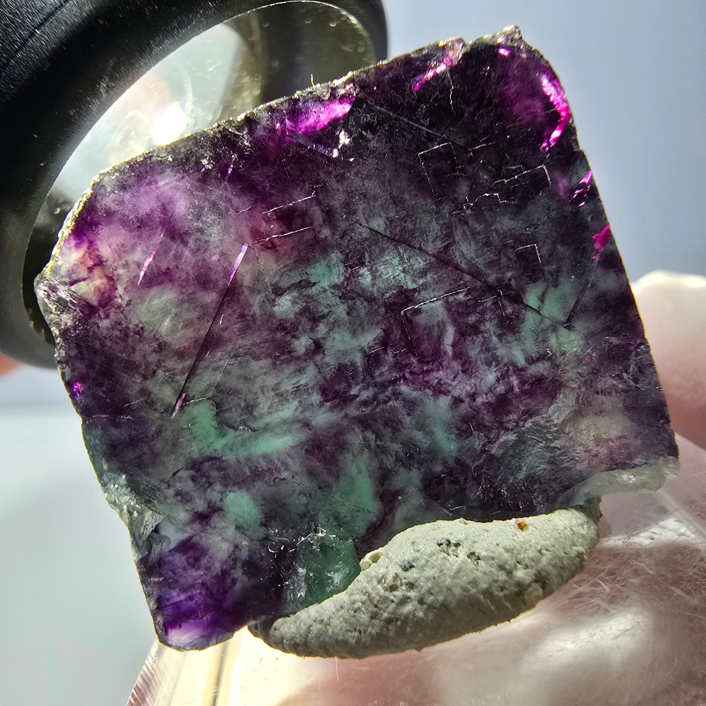 Phantom Fluorit Würfel parkettiert, grün lila Okorusu, Namibia 24*21*20mm