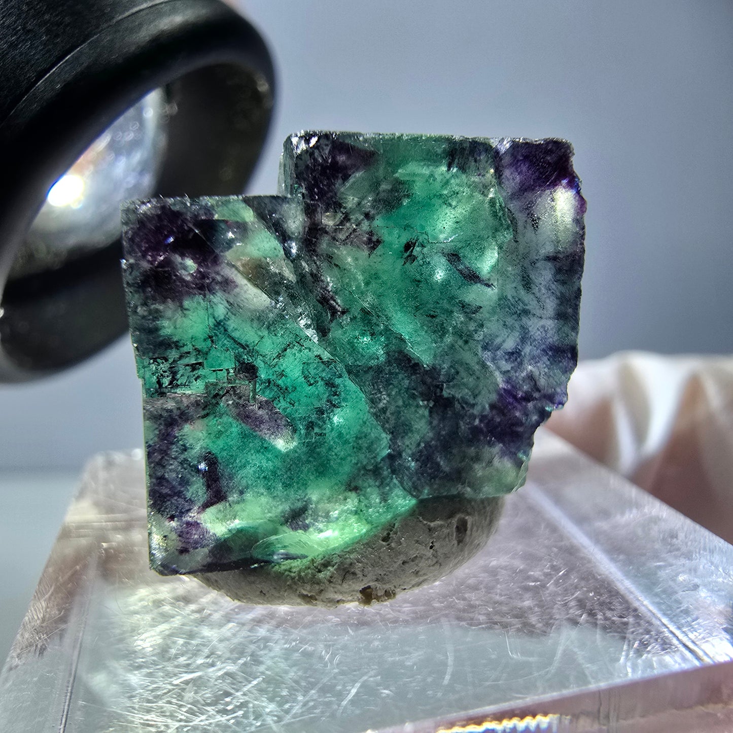 Phantom Fluorit Würfel parkettiert, grün lila Okorusu, Namibia 19*16*11mm