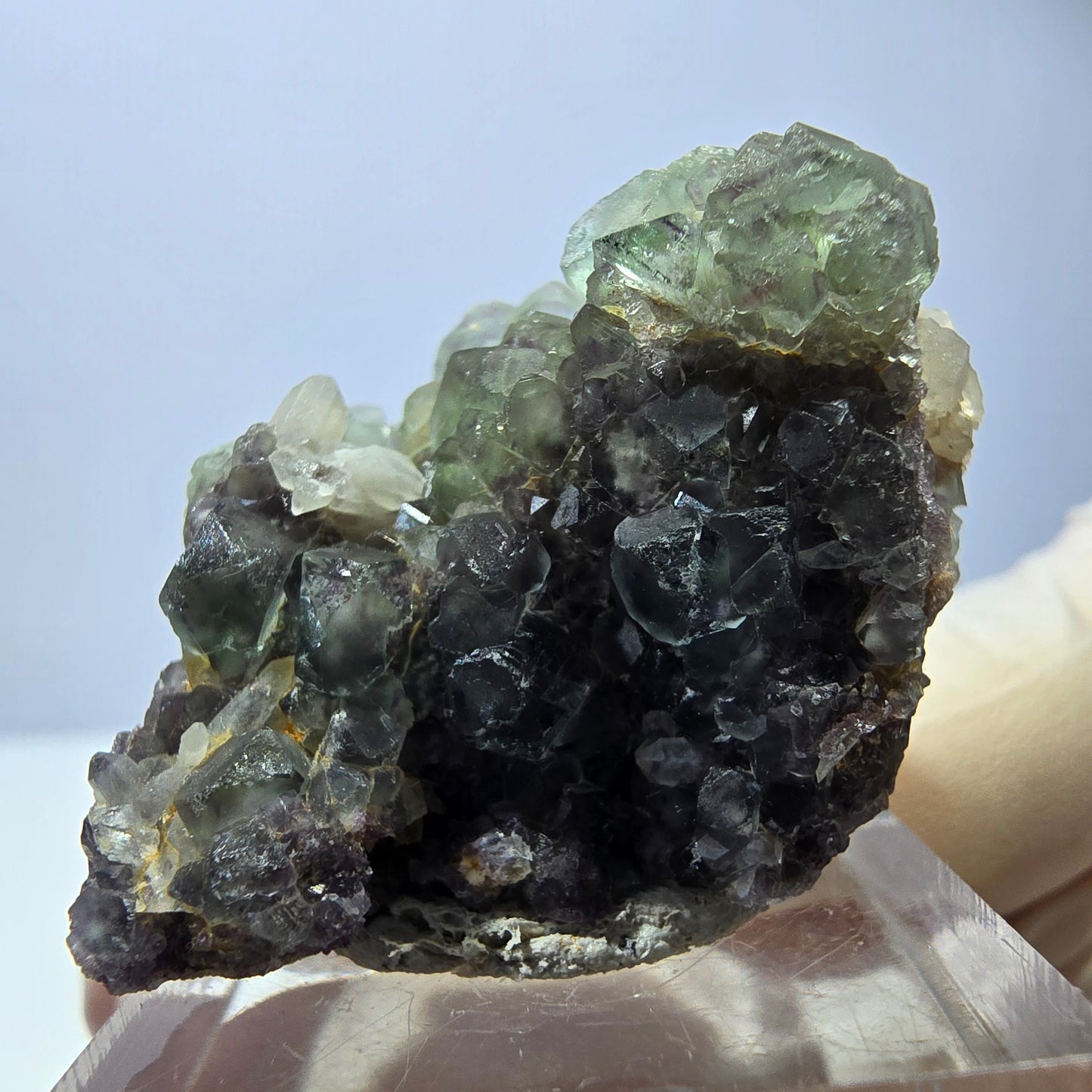 Phantom Fluorit Würfel, Quarz Stufe, grün Okorusu, Namibia 31*25*20mm