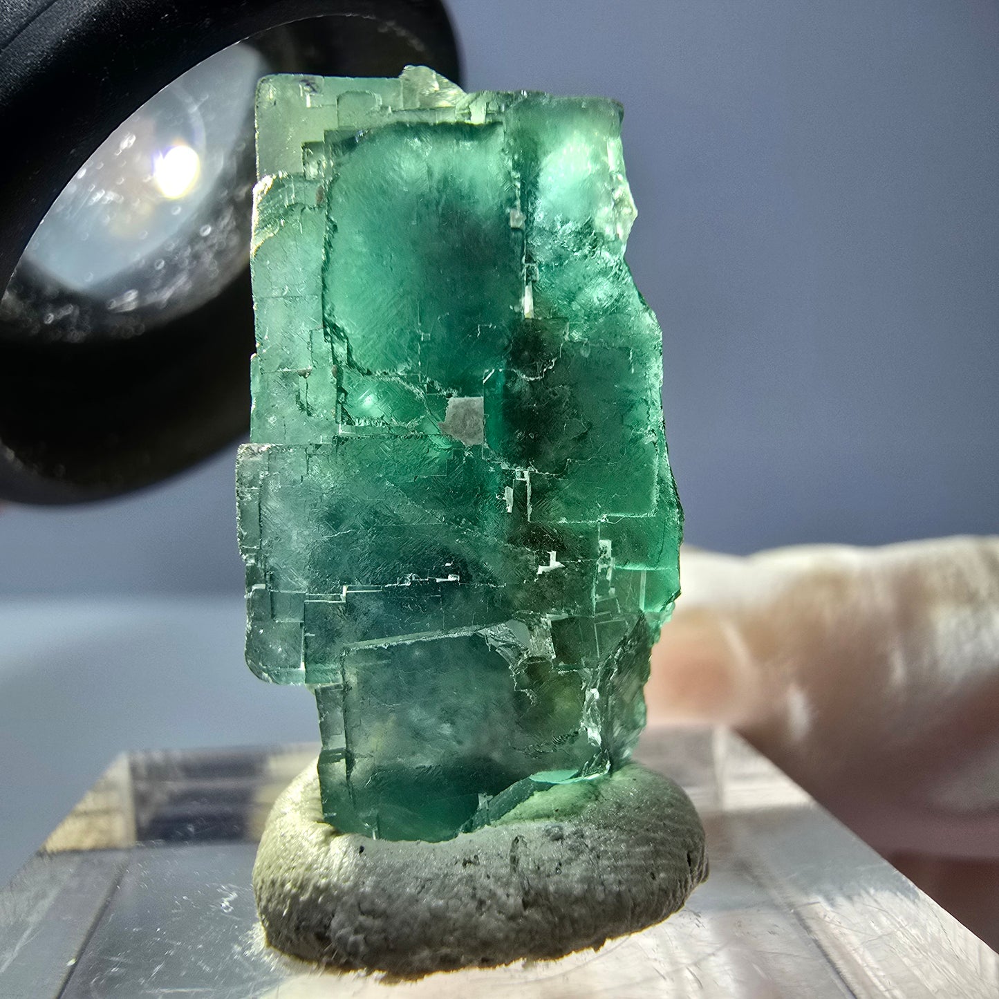 Klarer Phantom Fluorit Würfel parkettiert, grün Okorusu, Namibia 26*19*16mm