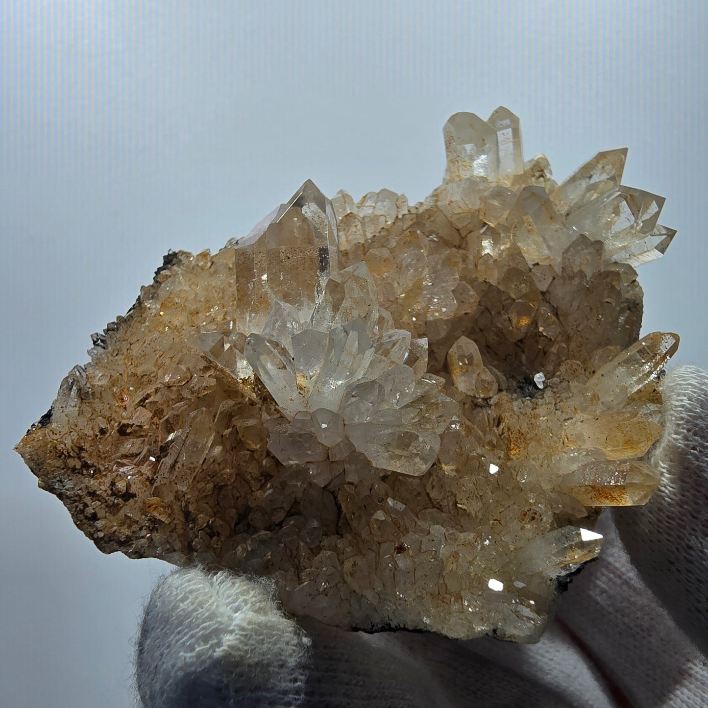 Clear smoky quartz points on matrix specimen Valentine Pocket Goboboseb Namibia 75*57*25mm