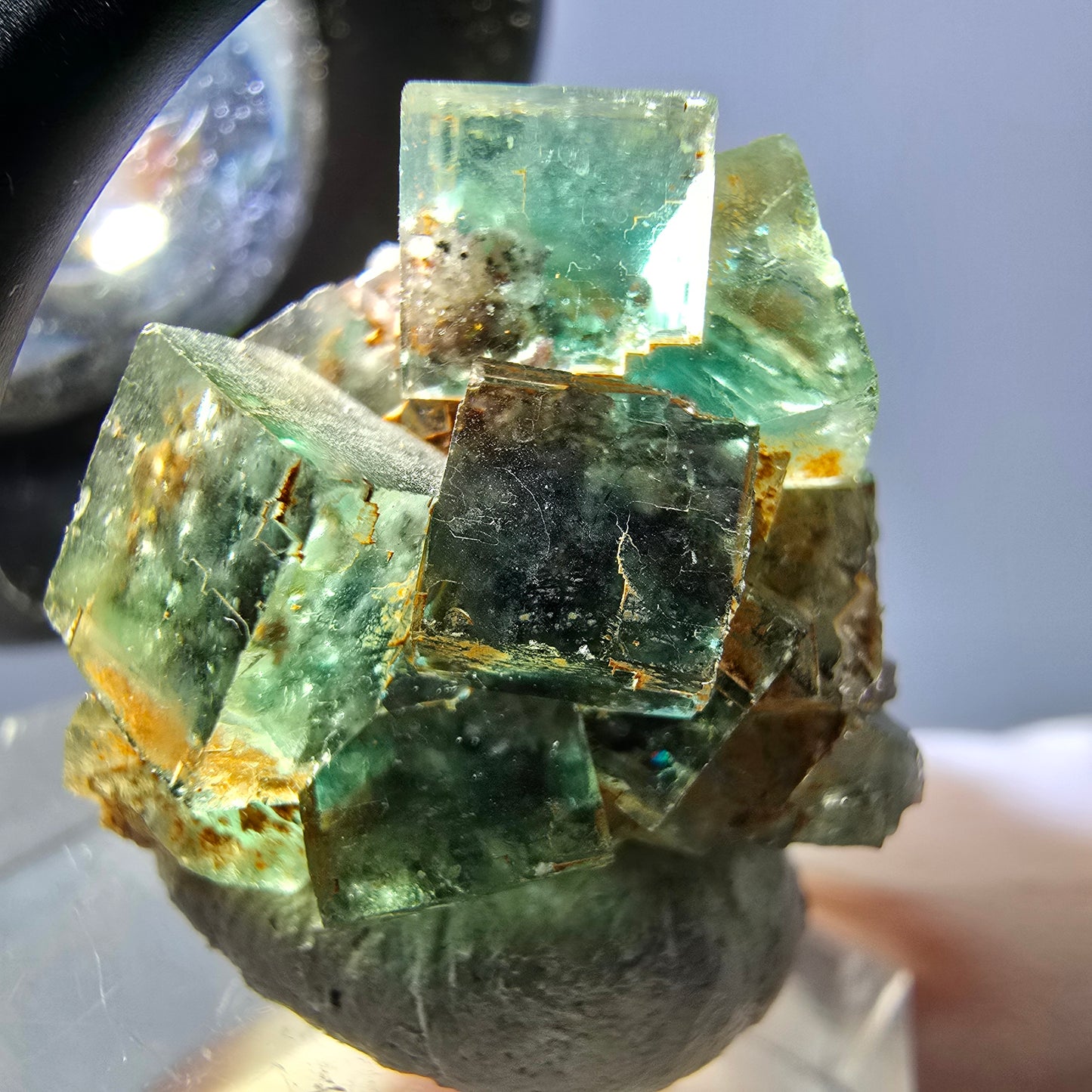 Spécimen de cube de fluorite fantôme, parquet vert Okorusu, Namibie 26 x 22 x 19 mm