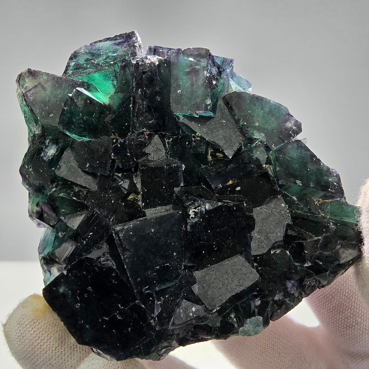 Seltene Phantom Fluorit Würfel Stufe grün lila Okorusu, Namibia 81*67*26mm