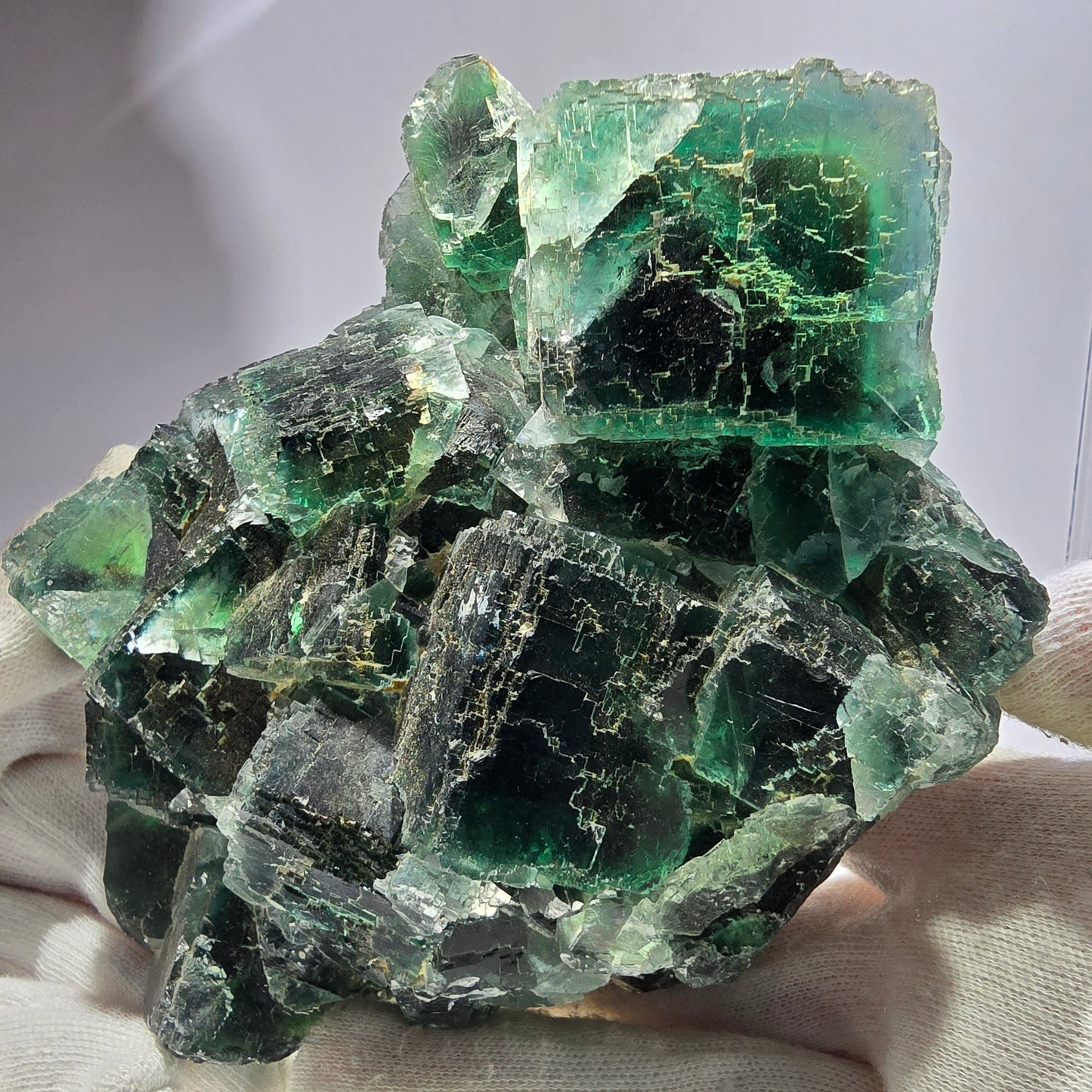Spécimen de cube de fluorite fantôme XXL, parqueté vert Okorusu, Namibie 150*127*73mm