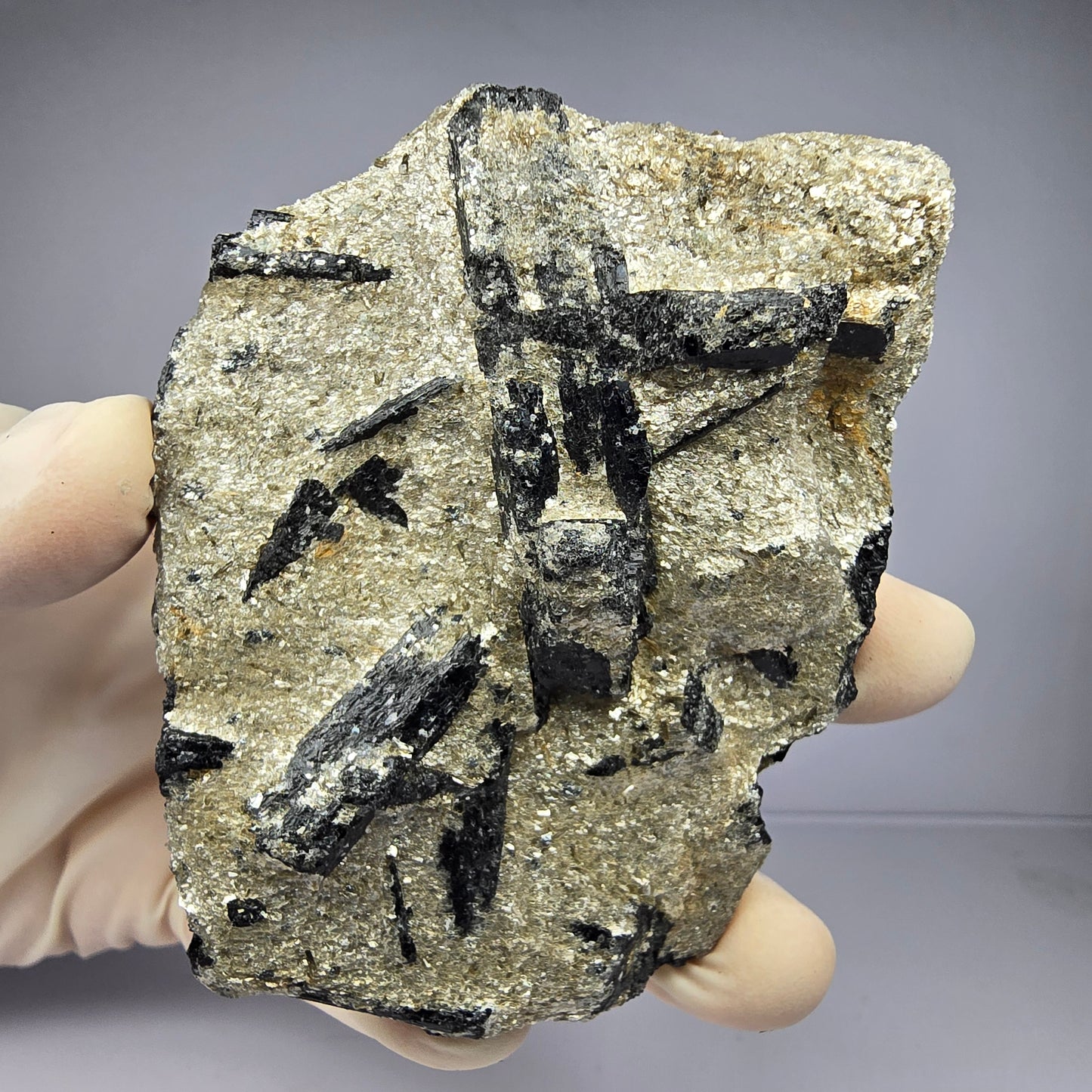 Seltene Schörl Turmalin auf Matrix Stufe 76*63*32mm Namibia Mineraliensammlung