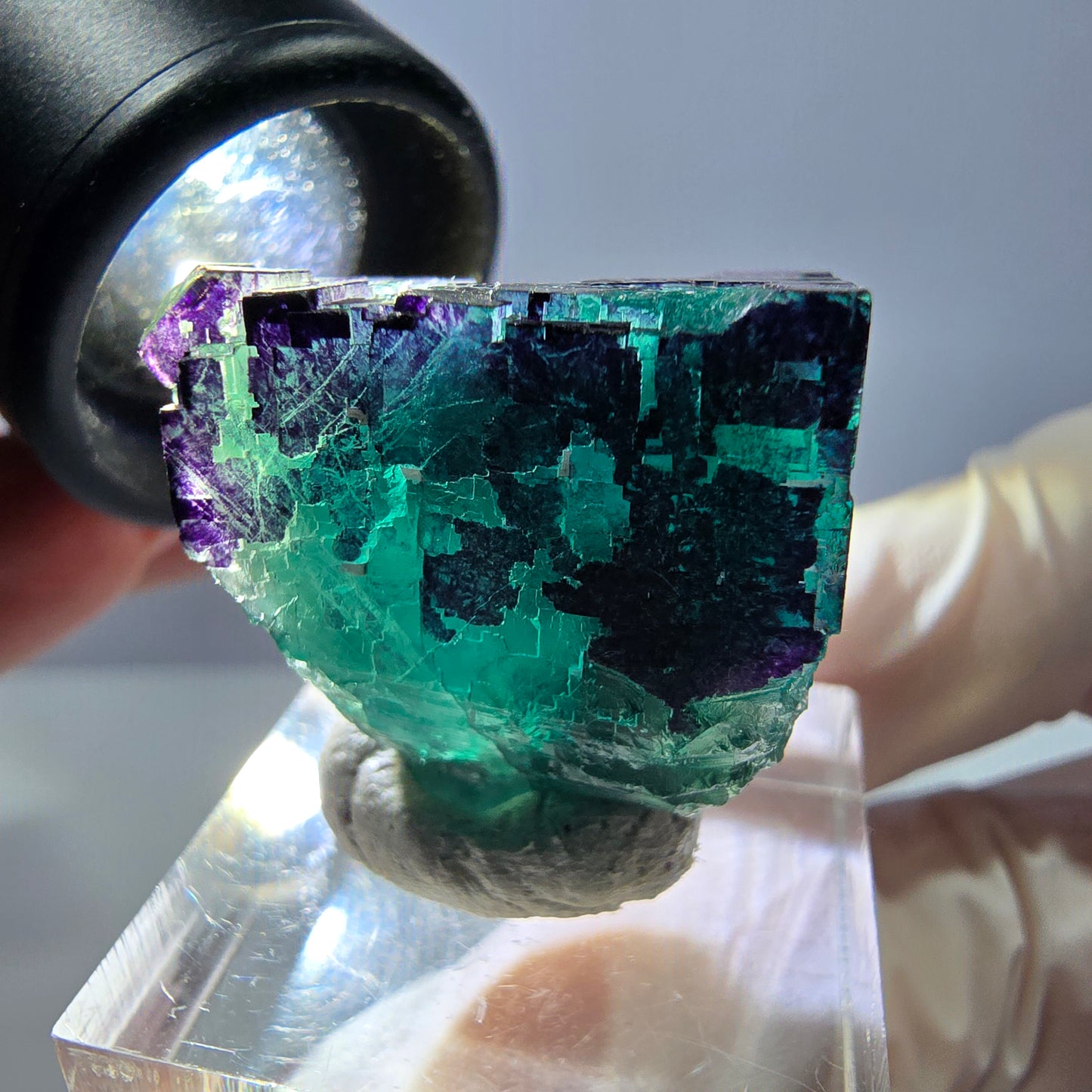 Phantom Fluorit Würfel Stufe grün lila zonal 11:11 Angel Pocket, Namibia 25*25*24mm