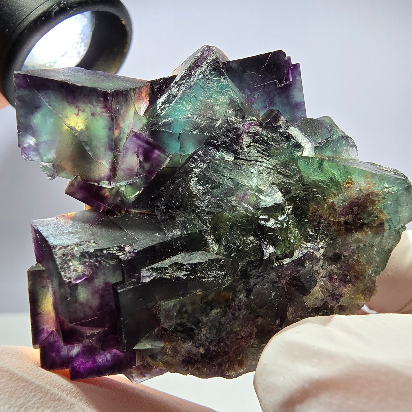 Spécimen de cube de fluorite fantôme, parqueté, zonal Okorusu, Namibie 49*45*27mm