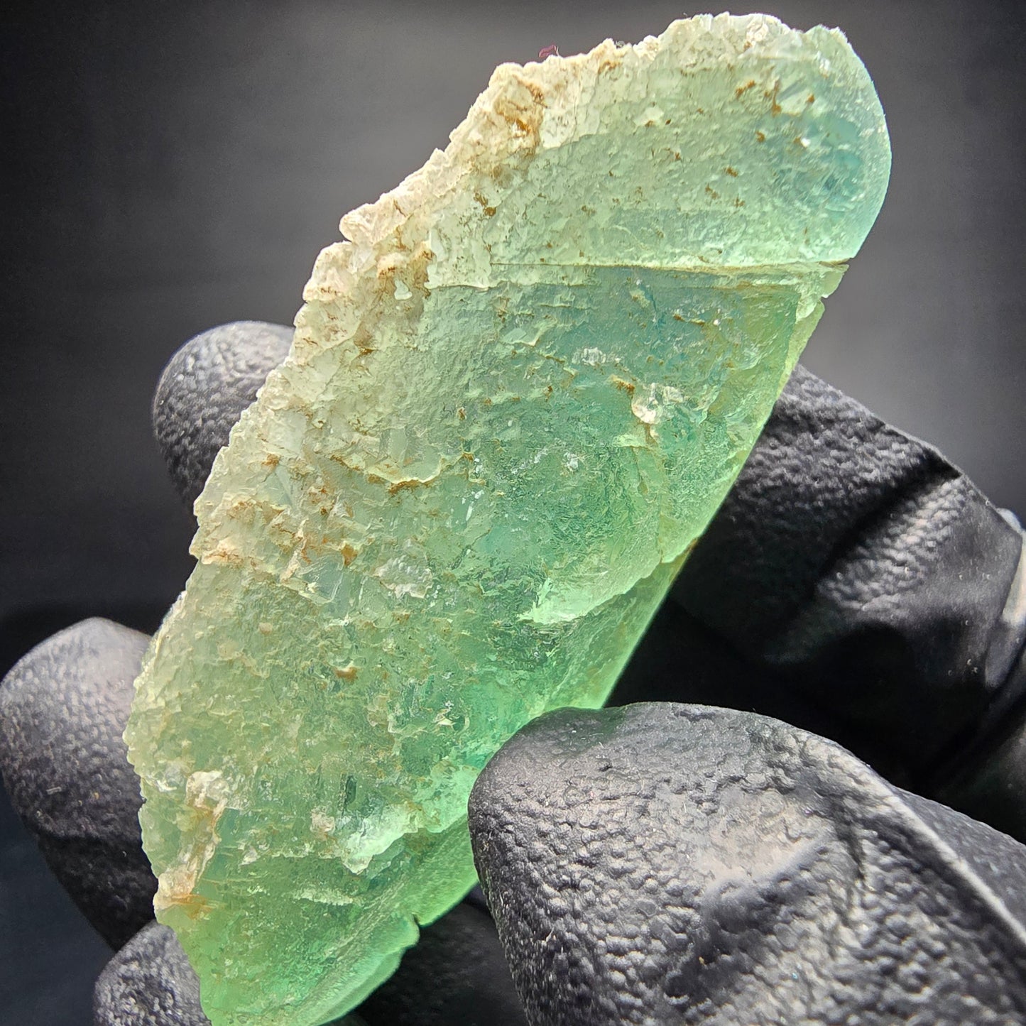 Cube de fluorite fantôme étagé vert turquoise Omehane, namibie 55*21*14mm