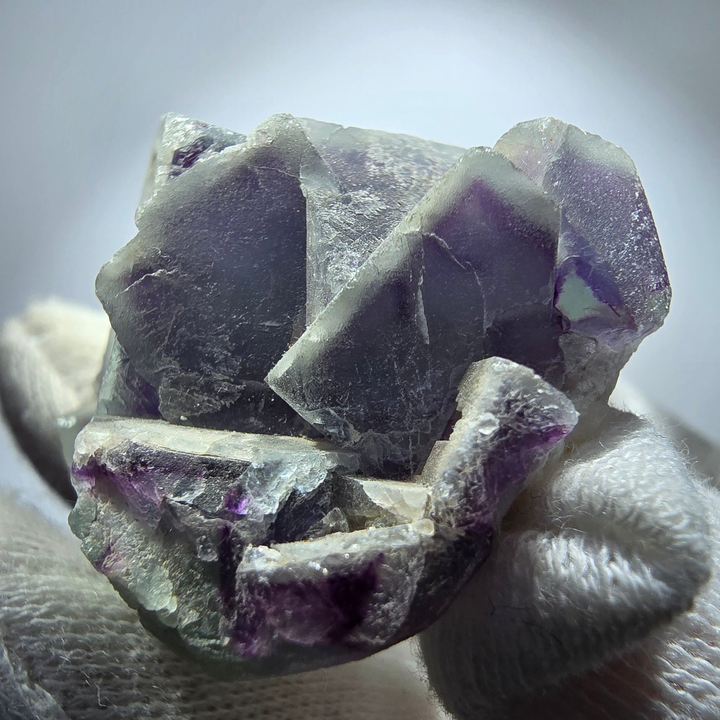 Cube de fluorite fantôme, spécimen de quartz vert violet, omégane, Namibie, 48 x 38 x 29 mm