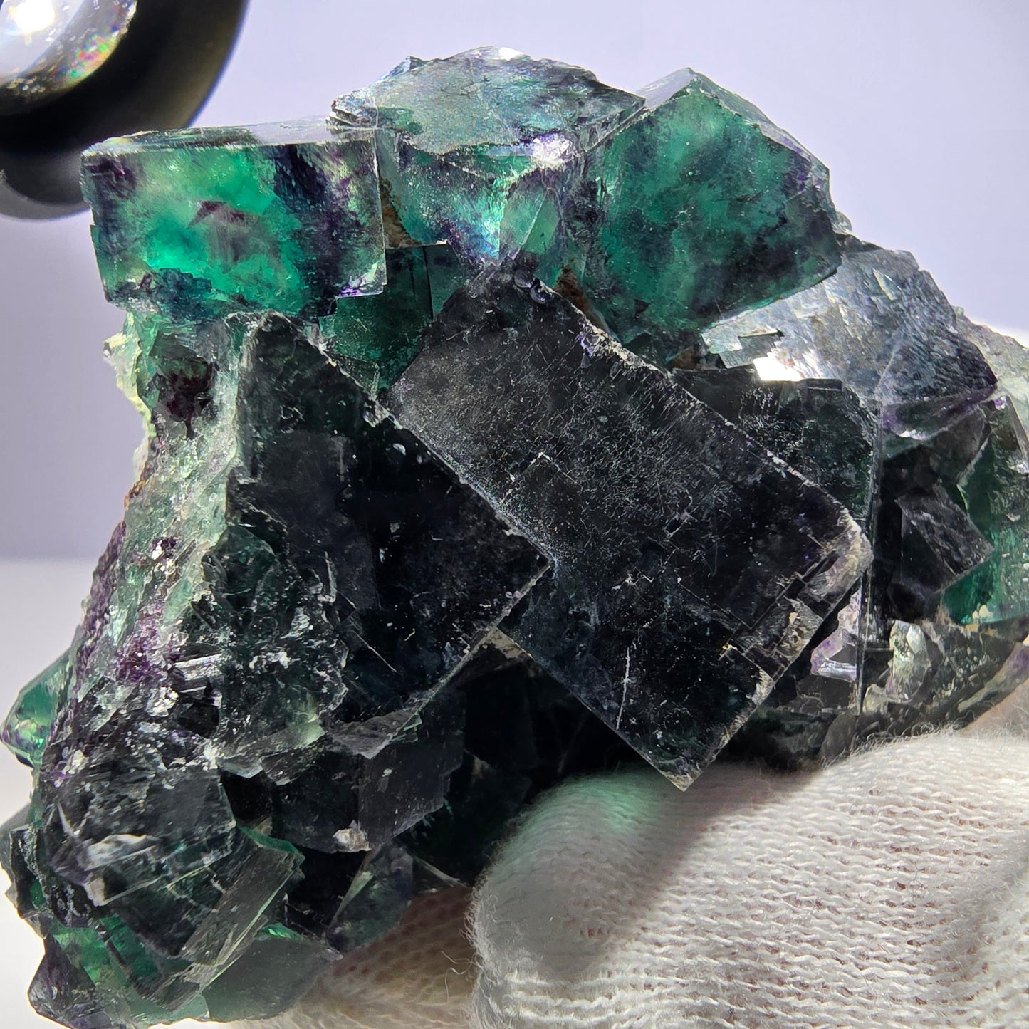 Seltene Phantom Fluorit Würfel Stufe zonal grün lila Okorusu, Namibia 71*53*29mm
