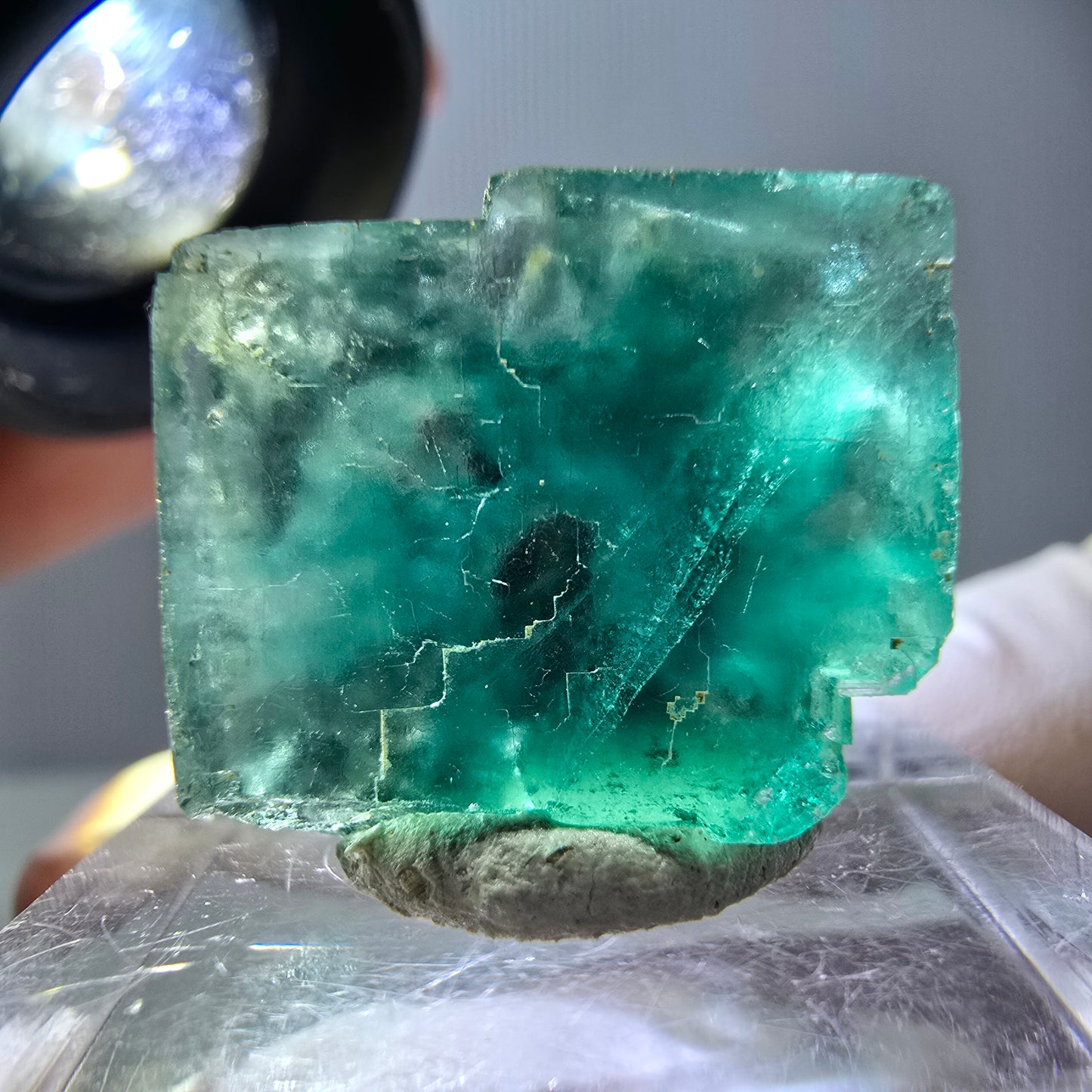 Klarer Phantom Fluorit Würfel parkettiert, grün Okorusu, Namibia 19*16*14mm