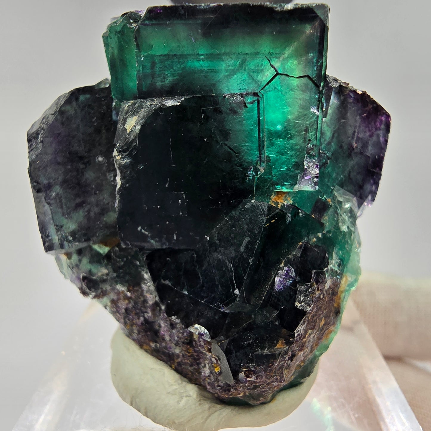 Seltene Phantom Fluorit Würfel Stufe Tie-Dye Pocket, Okorusu, Namibia 58*38*39mm