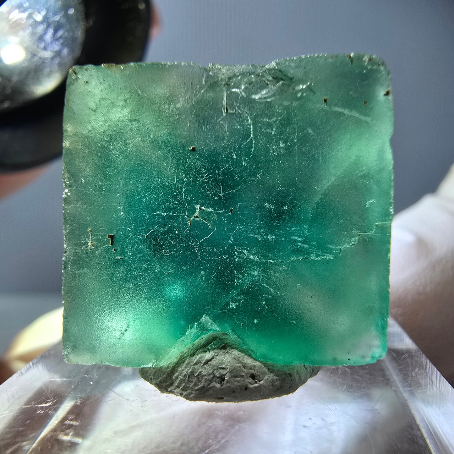 Klarer Phantom Fluorit Würfel parkettiert, grün Okorusu, Namibia 20*18*11mm