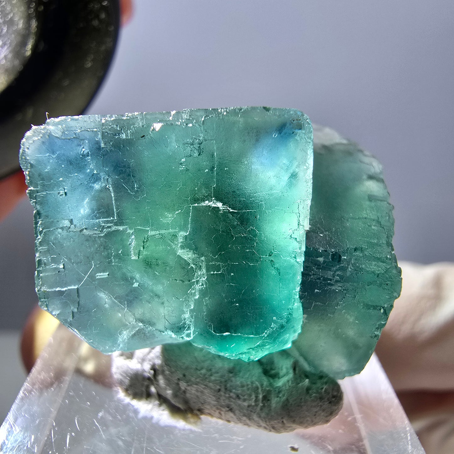 Phantom Fluorit Würfel Stufe, grün parkettiert Okorusu, Namibia 28*23*16mm