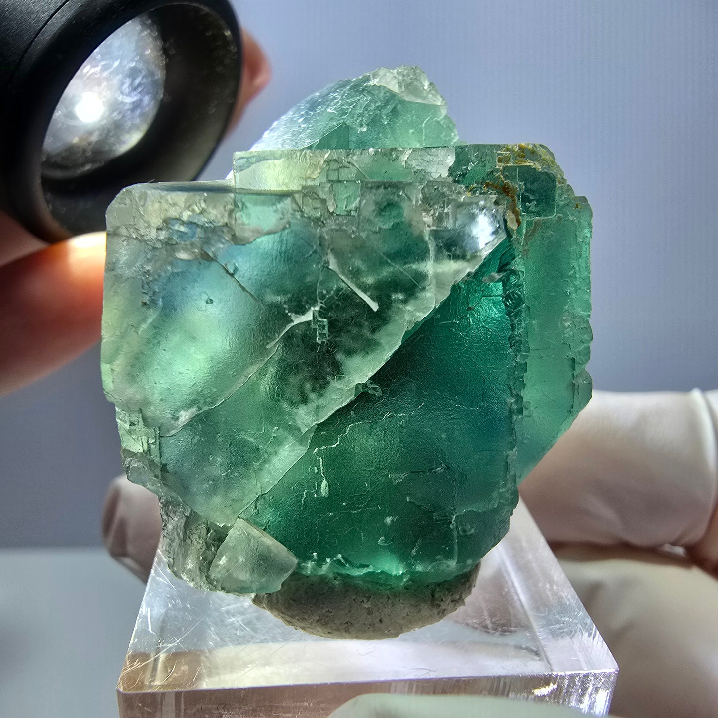 Seltene Phantom Fluorit Würfel Stufe, grün Okorusu, Namibia 41*37+21mm