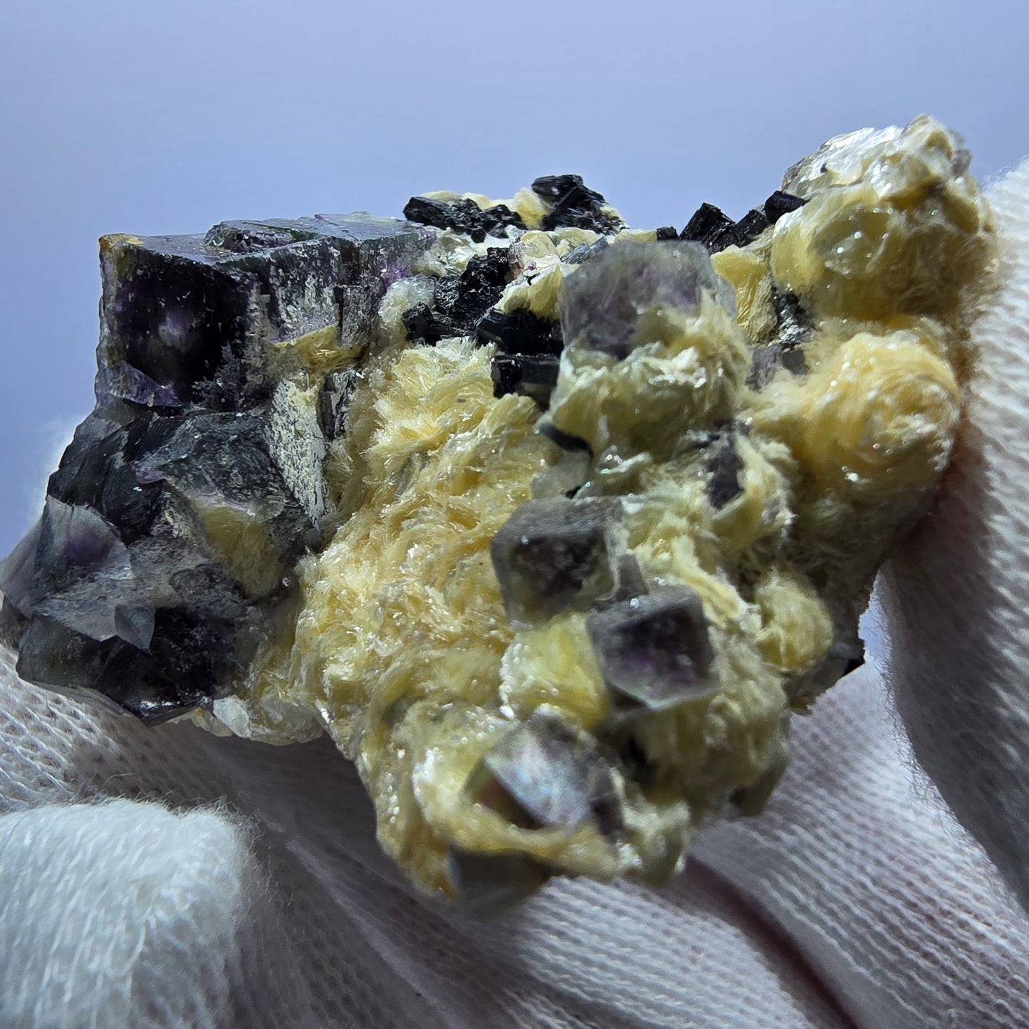 Colorful Phantom Fluorite Cubes Schorl Tourmaline Muscovite Erongo, Namibia 59*41*38mm
