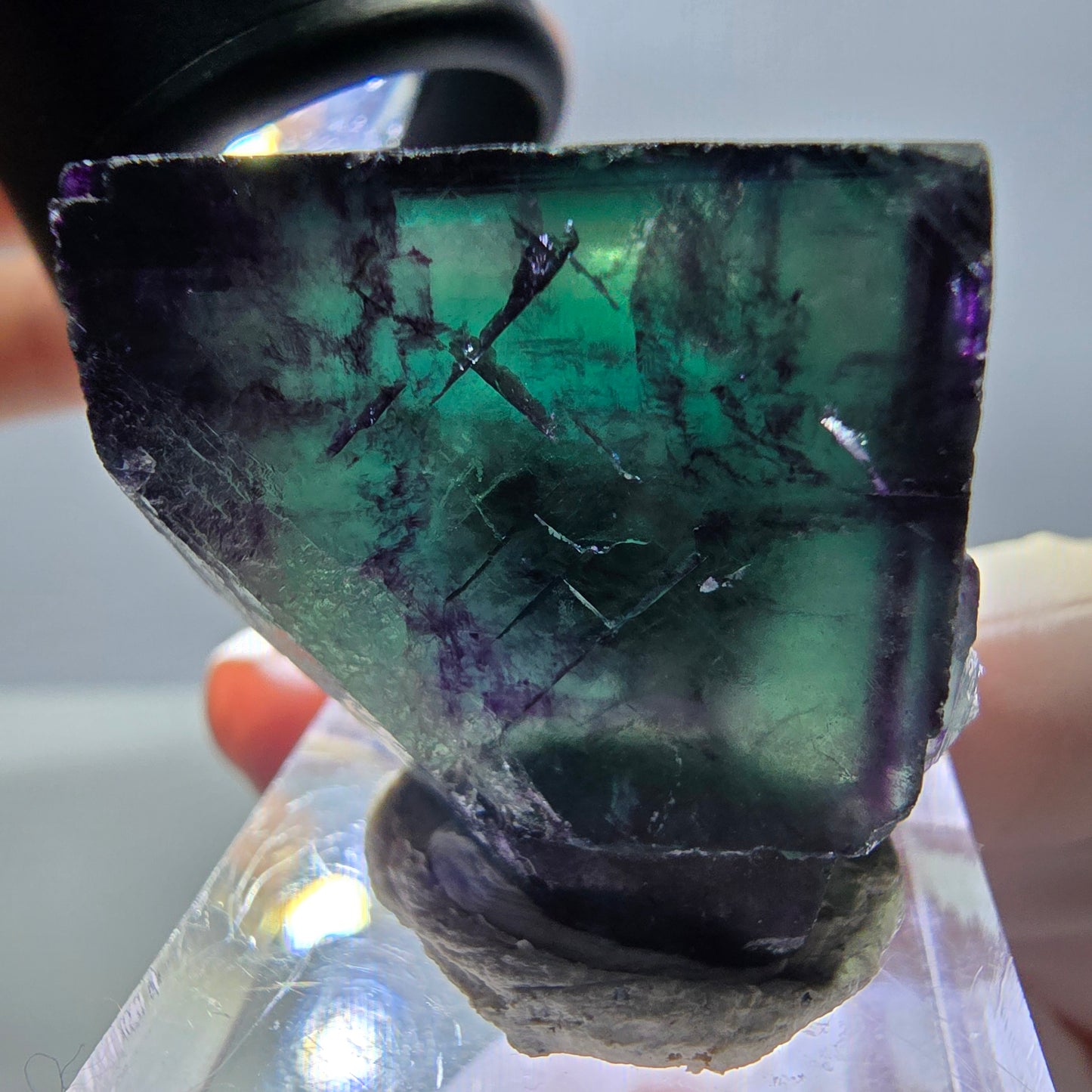 Phantom Fluorit Würfel Stufe, parkettiert grün lila Okorusu, Namibia 29*27*25mm