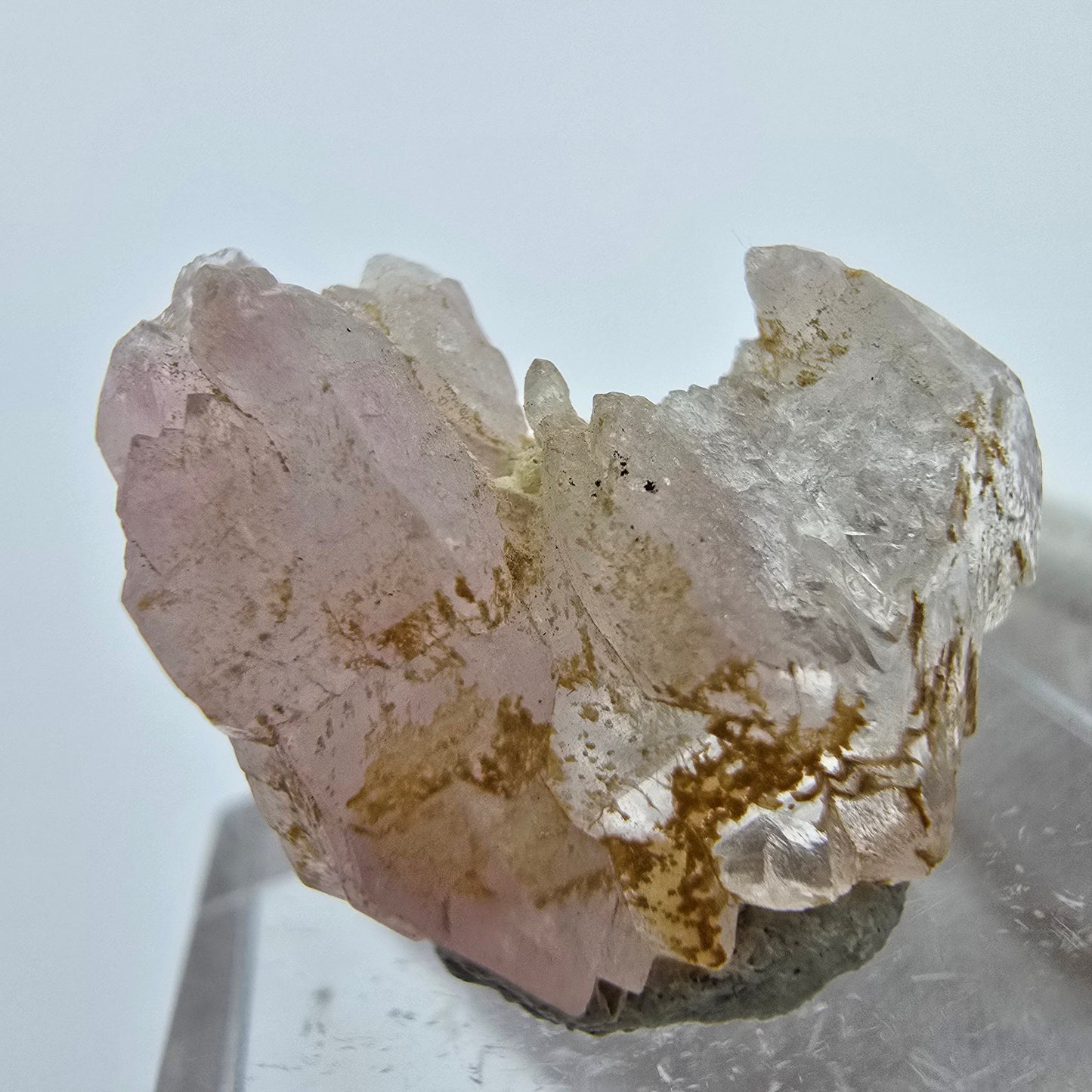 Seltener Kunzit X Spodumen Kristall rosa UV Mineral 21*17*10mm aus Brasilien