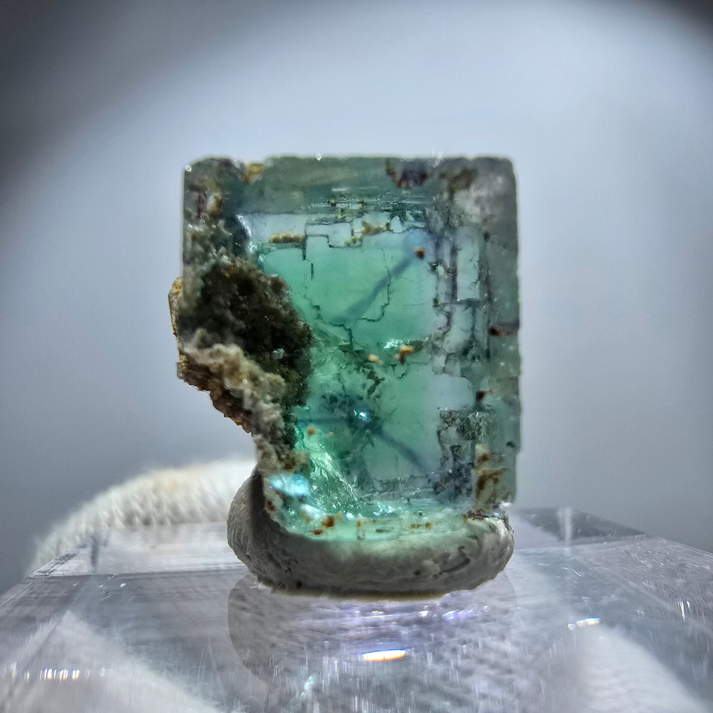 Rare spécimen de cube de fluorite fantôme, vert Okorusu, Namibie 18 x 17 x 13 mm