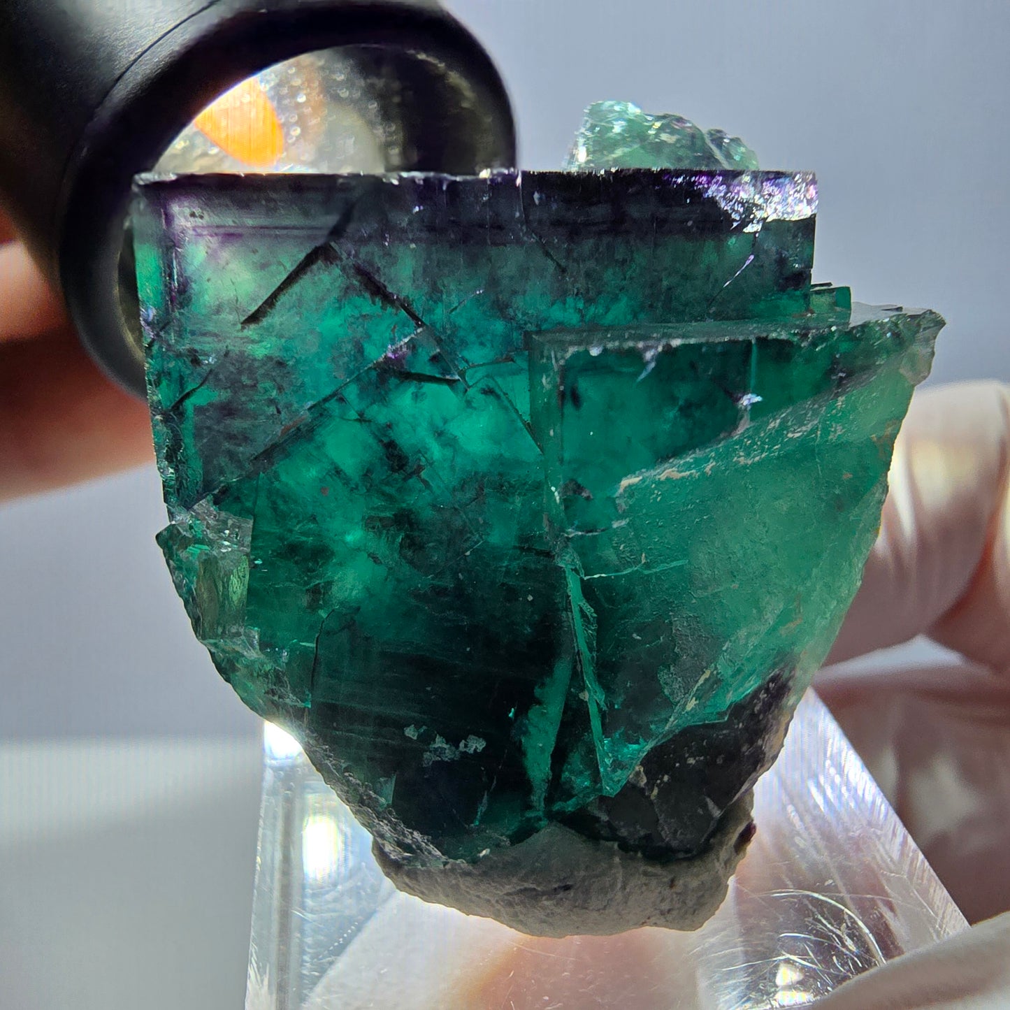 Phantom Fluorit Würfel Stufe, parkettiert grün lila Okorusu, Namibia 42*32*23mm