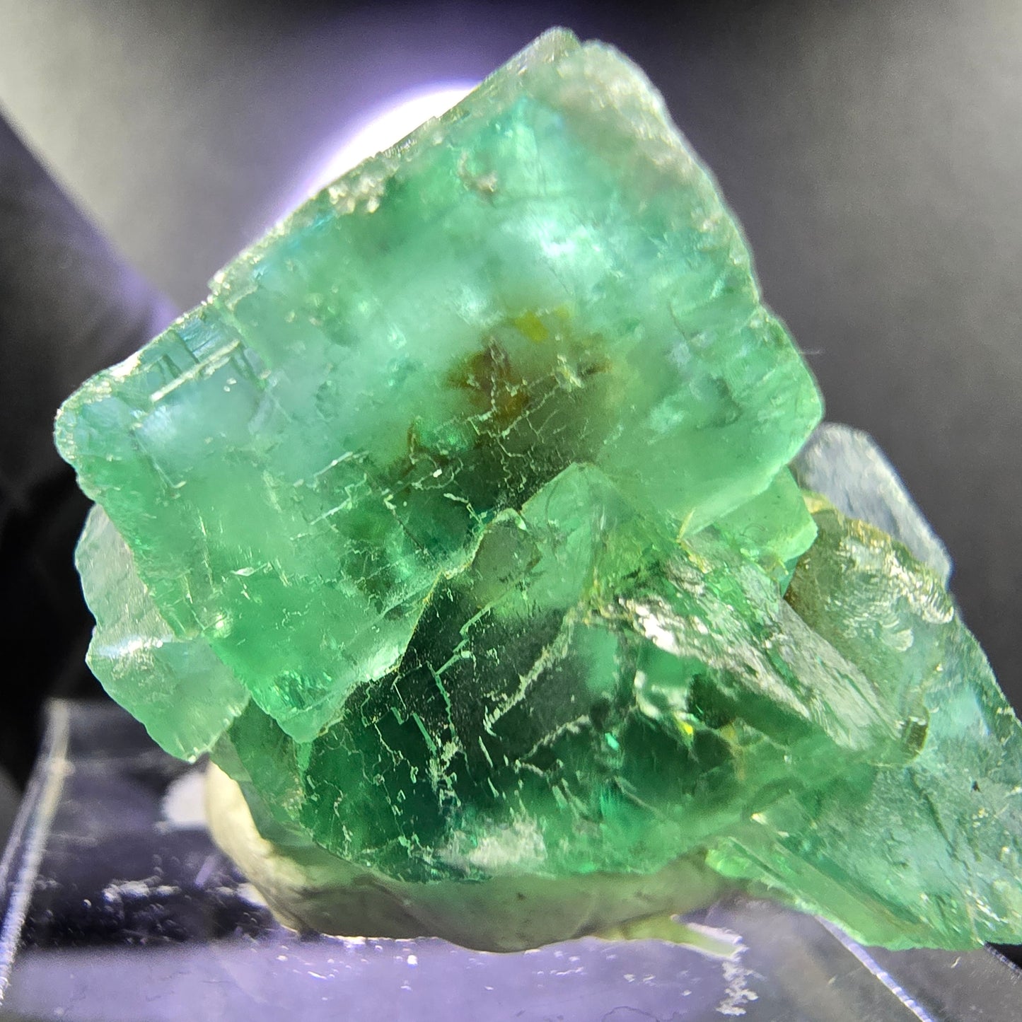Seltene Phantom Fluorit Würfel Stufe grün 26*20*20mm Okorusu, Namibia Sammlung