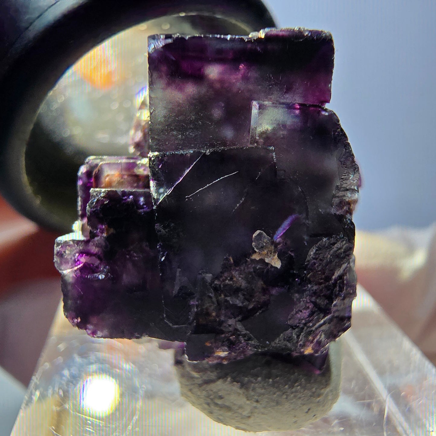 Spécimen de cube de fluorite fantôme, parqueté vert violet Okorusu, Namibie 22 x 20 x 14 mm