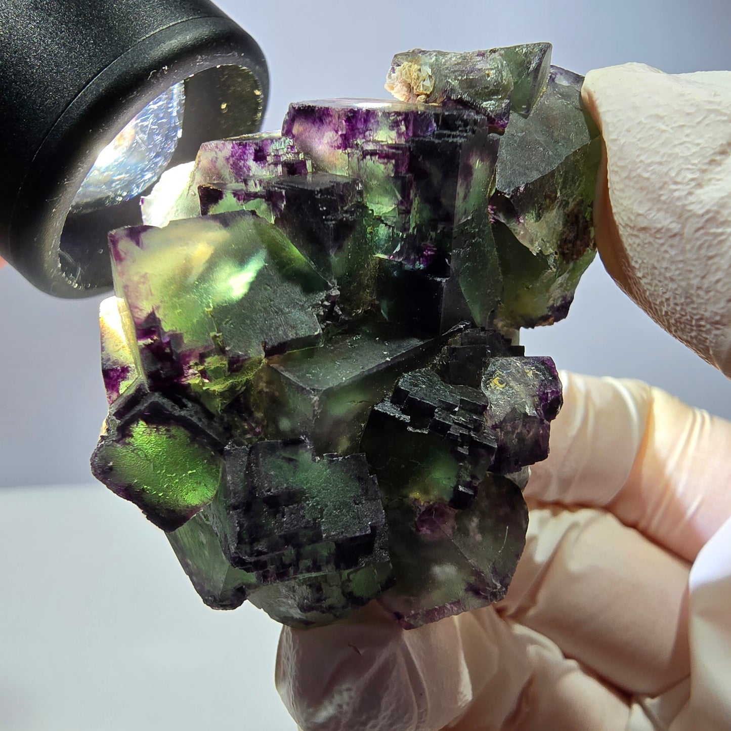 Spécimen de cube de fluorite fantôme, parqueté, zonal Okorusu, Namibie 54 x 39 x 38 mm