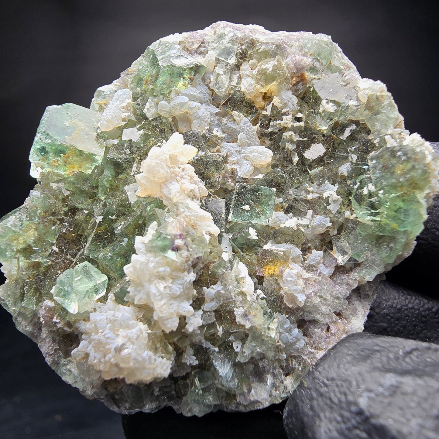Klare Fluorit Würfel mit Quarz Stufe grün Okorusu, Namibia 40*36*13mm Sammlung