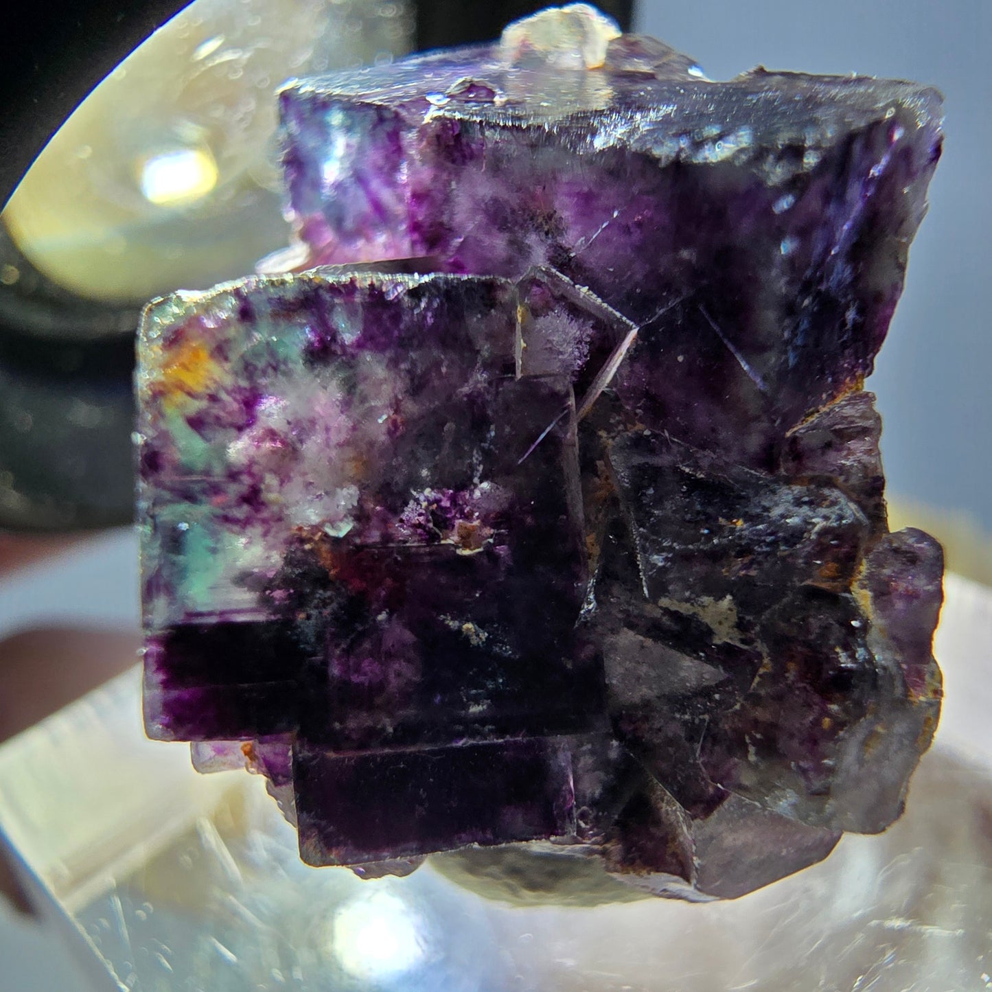 Phantom Fluorit Würfel Stufe, grün lila Okorusu, Namibia 24*21*17mm