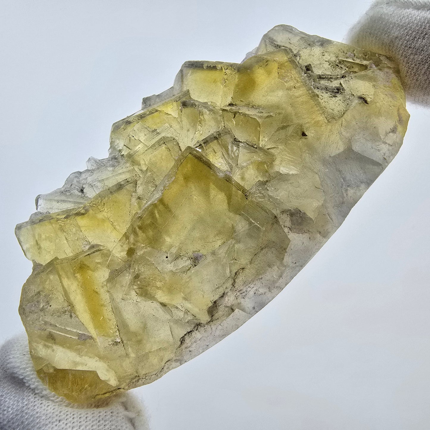 Klare Phantom Fluorit Würfel Stufe gelb Okorusu, Namibia 73*37*13mm Sammlung