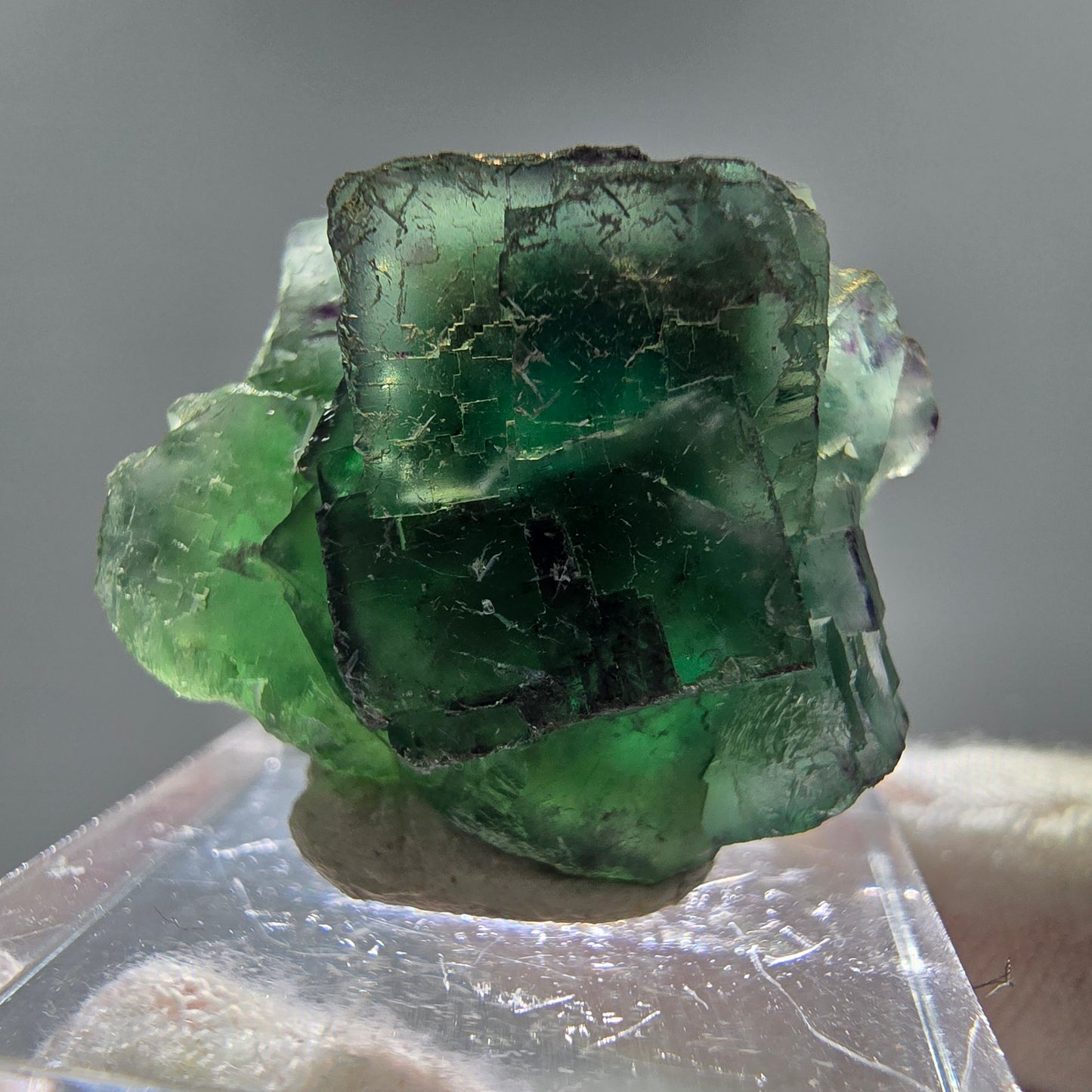 Seltene Phantom Fluorit Würfel Stufe grün Erongo, Namibia 25*22*15mm Sammlung