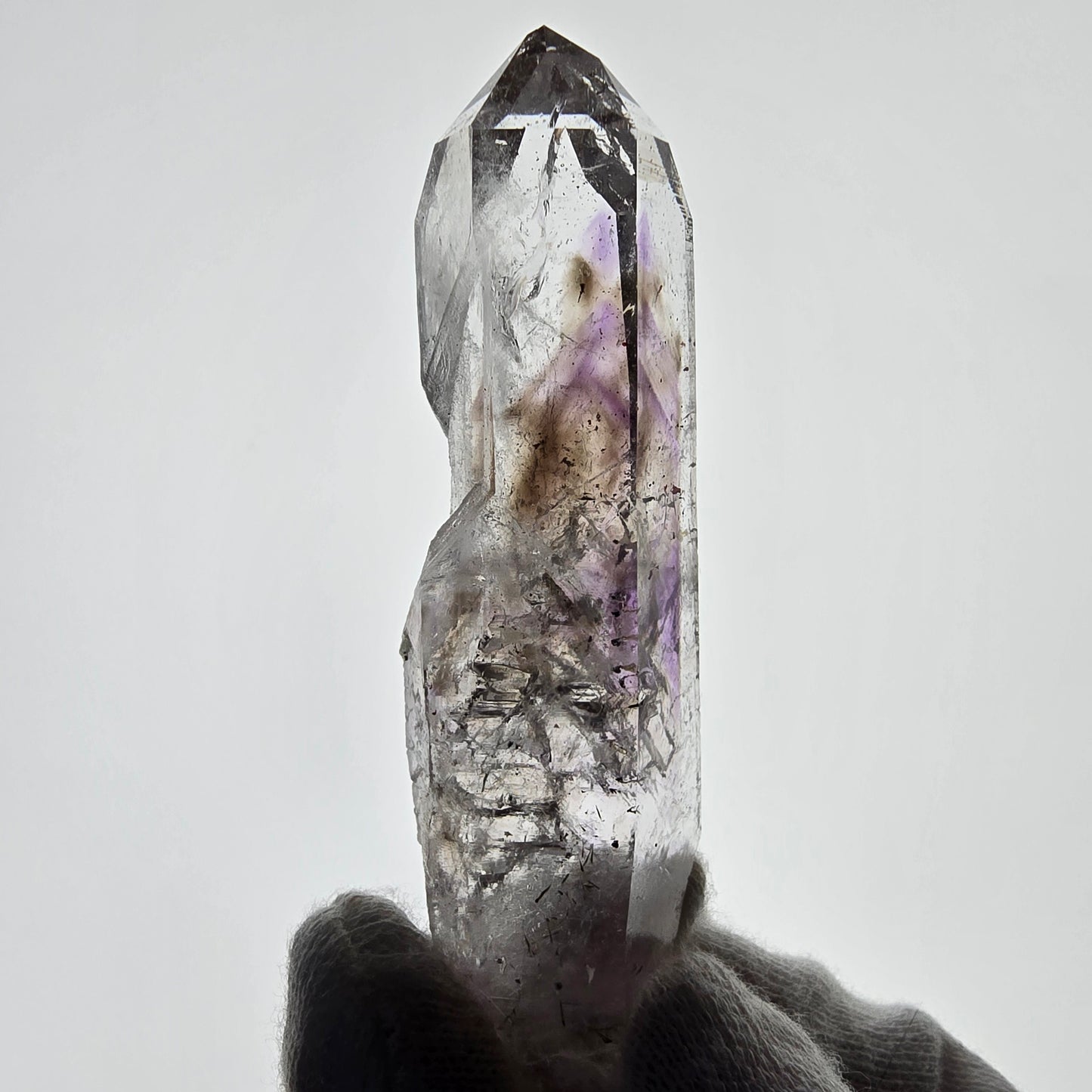 Sceptre d'améthyste hématite Enhydro, mine de calcite UV Streep, Namibie 81 x 22 x 21 mm