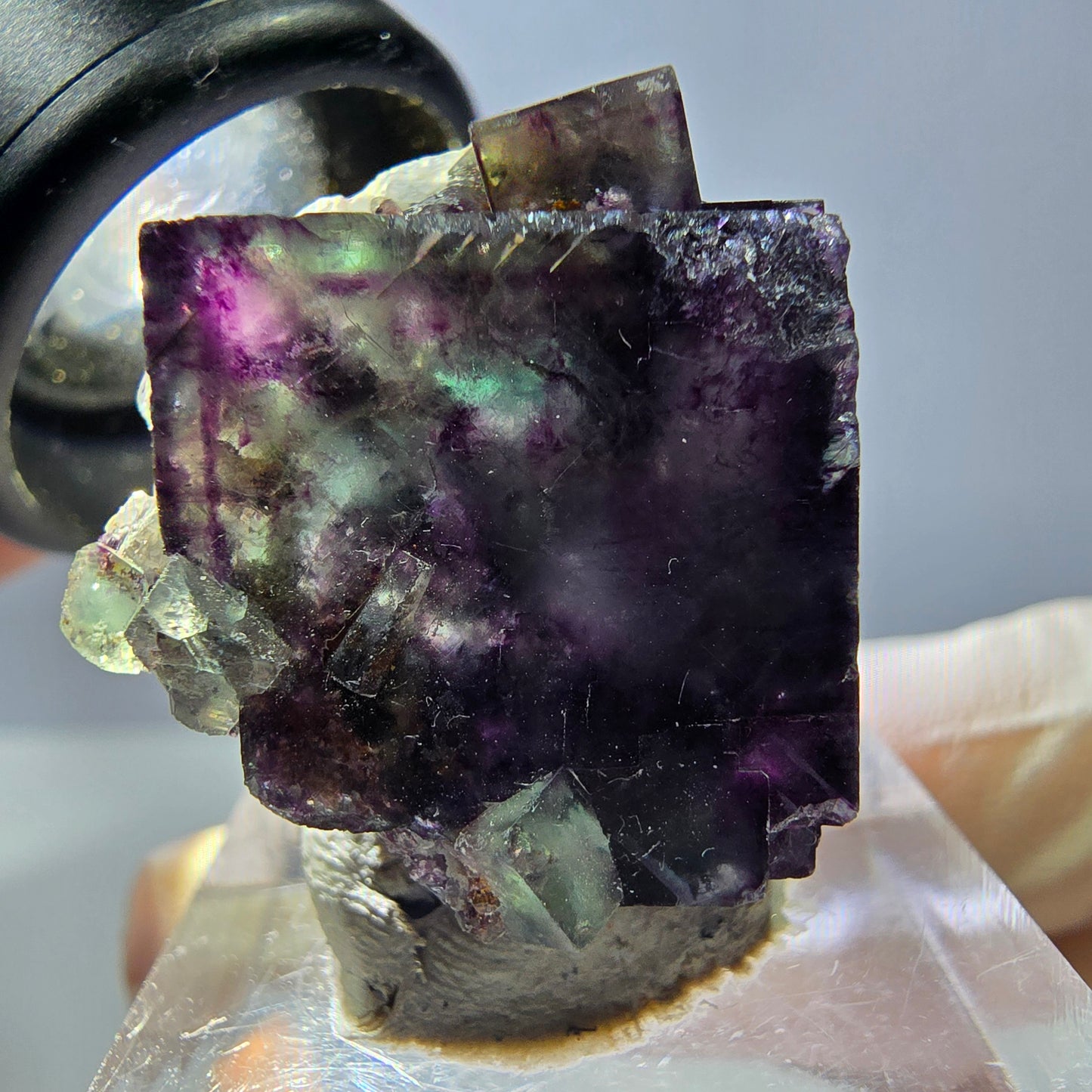 Phantom Fluorit Würfel Stufe, grün lila Okorusu, Namibia 27*22*18mm