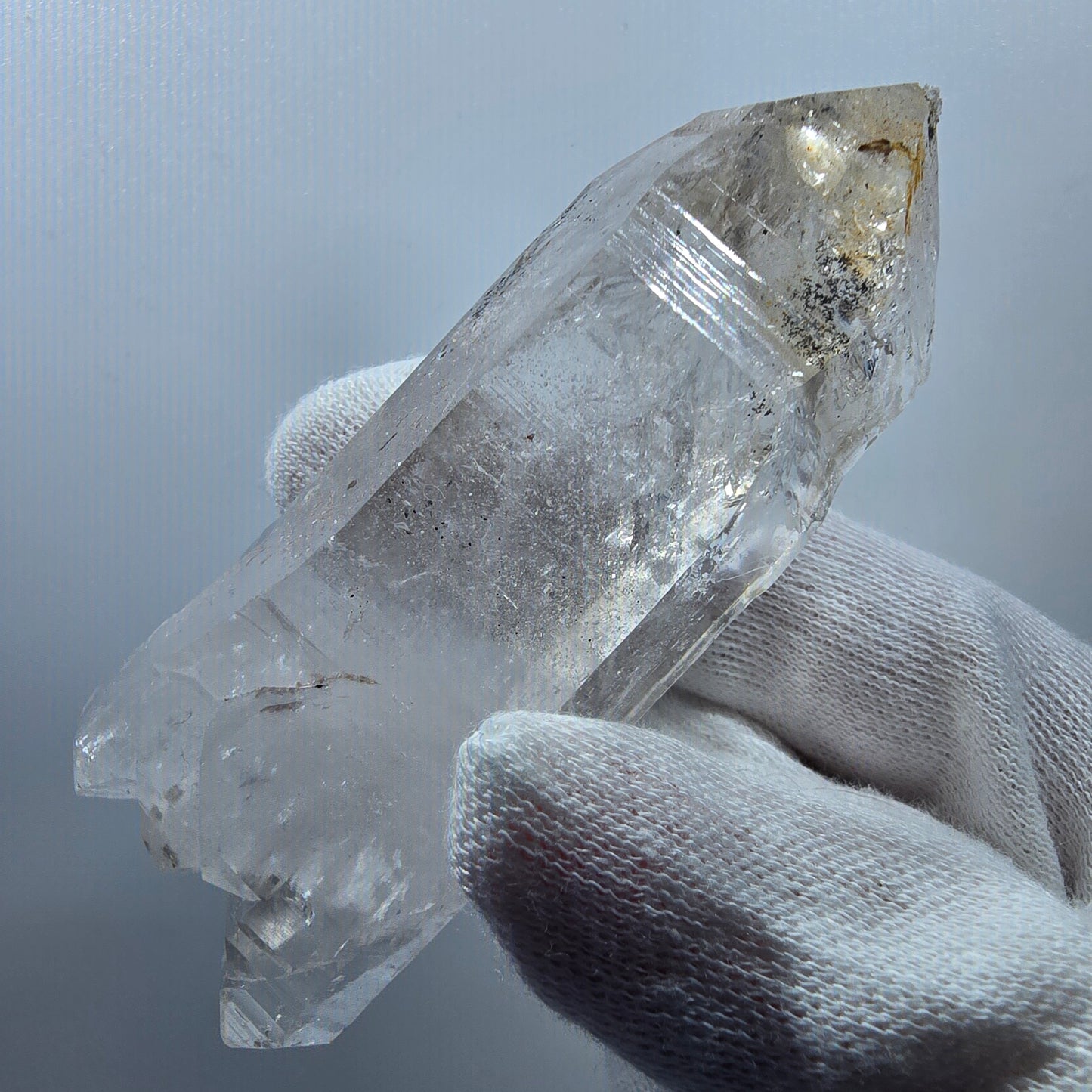 Quartz fumé lémurien Enhydro DT Sceptre Grande bulle Valentine Pocket Gob Namibie 89*37*25mm
