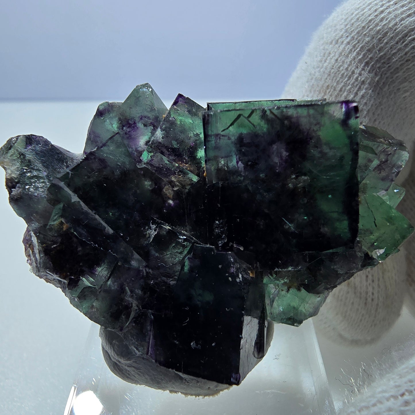 Rare Phantom Fluorite Cube Specimen zonal green purple Okorusu, Namibia 47*30*15mm