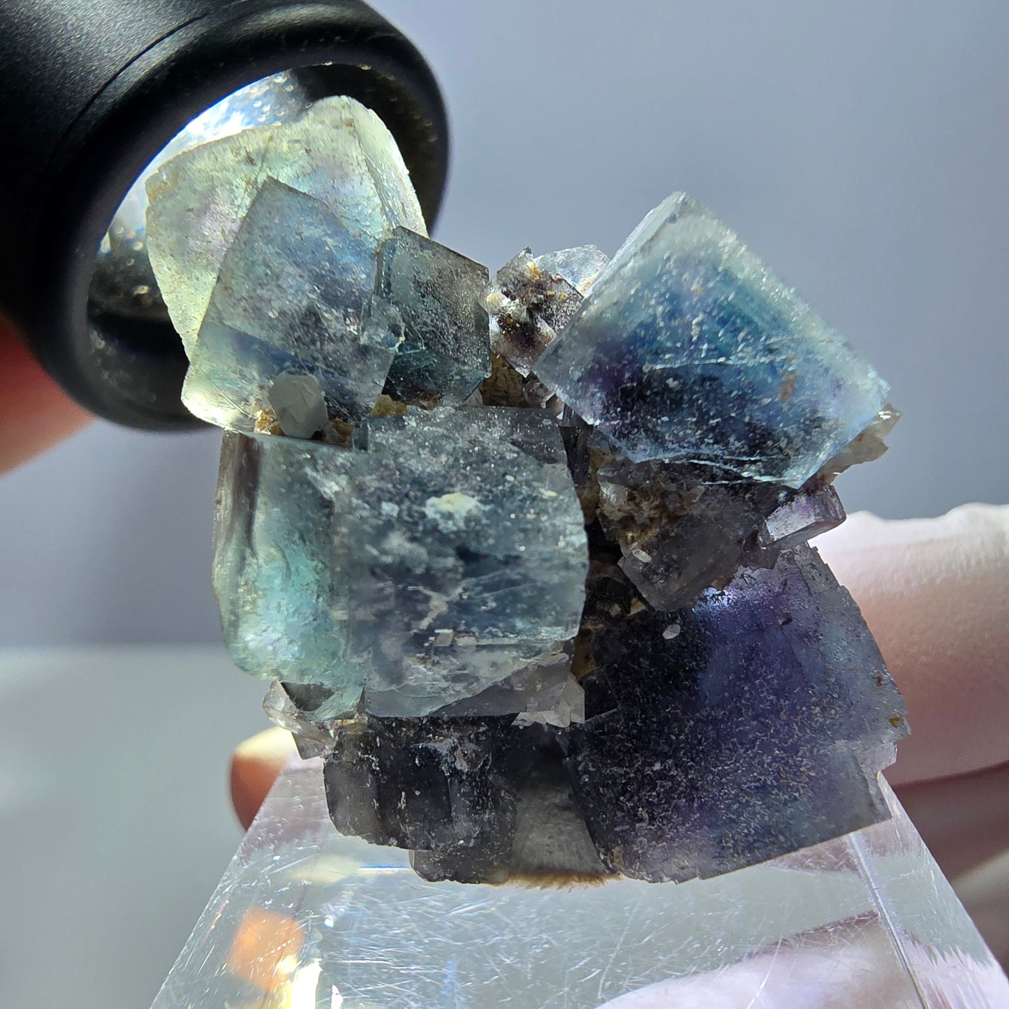 Phantom Fluorit Würfel Stufe, blau lila Okorusu, Namibia 34*29*20mm