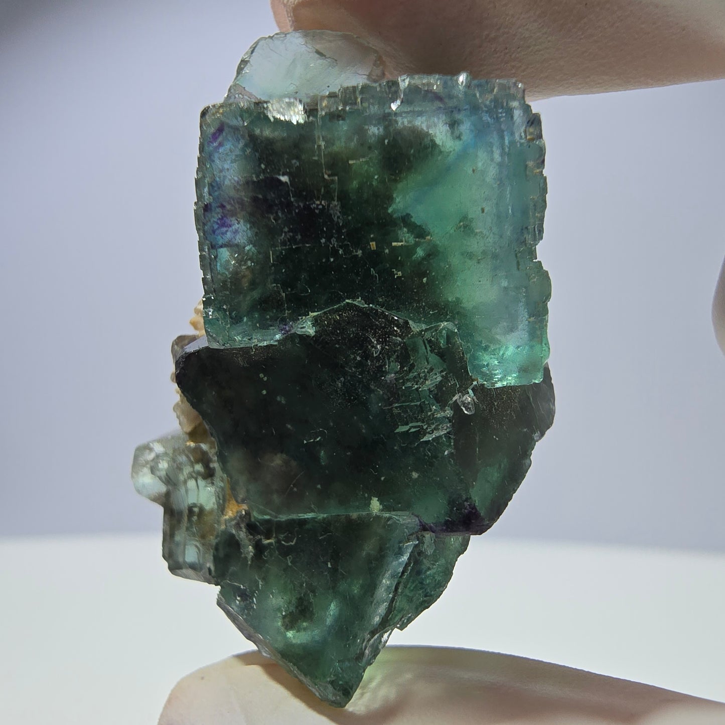Rare spécimen de cube de fluorite fantôme, parqueté vert Okorusu, Namibie, 42 x 30 x 18 mm
