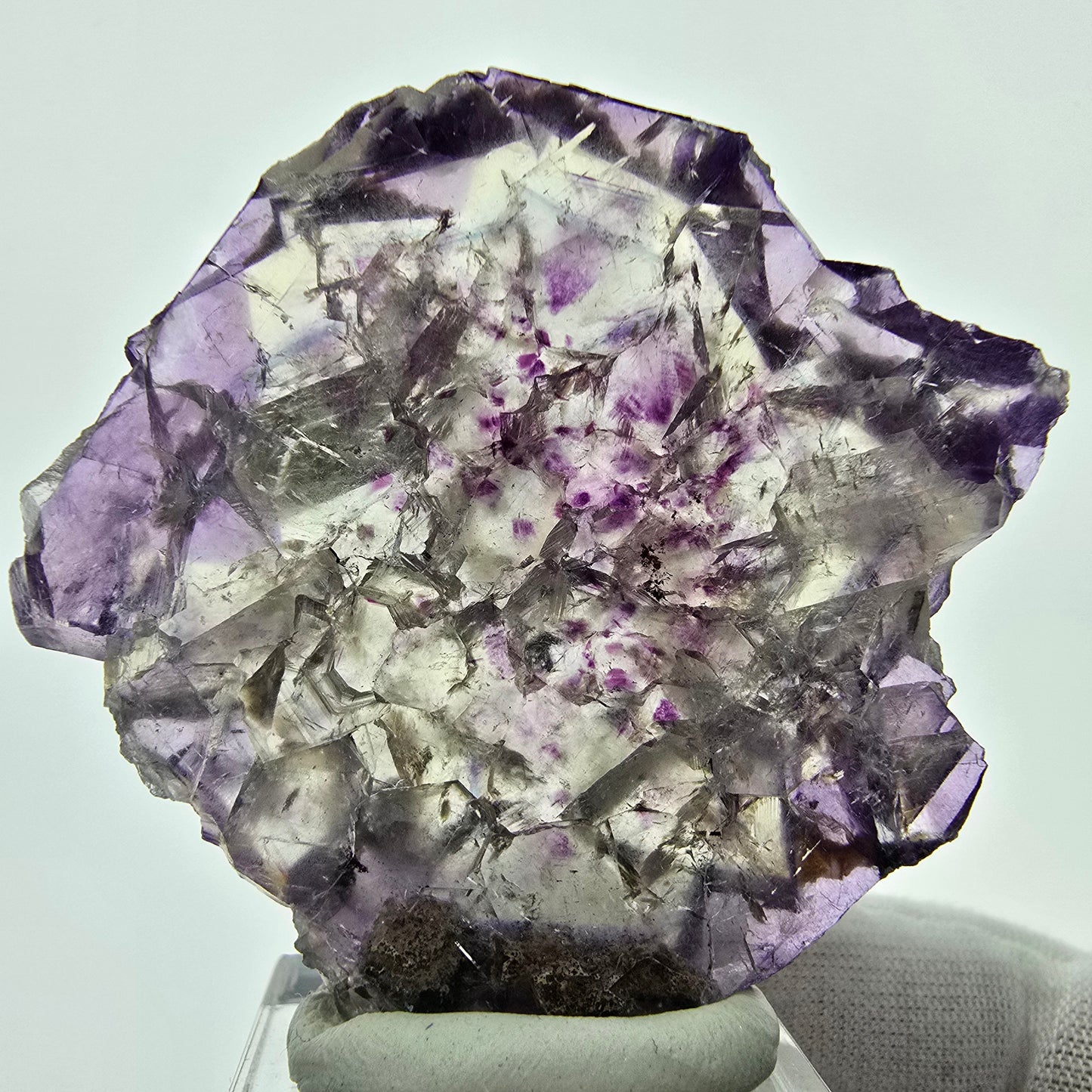 Seltene Phantom Fluorit Scheibe lila gelb Okorusu, Namibia 52*49*7mm Sammlung