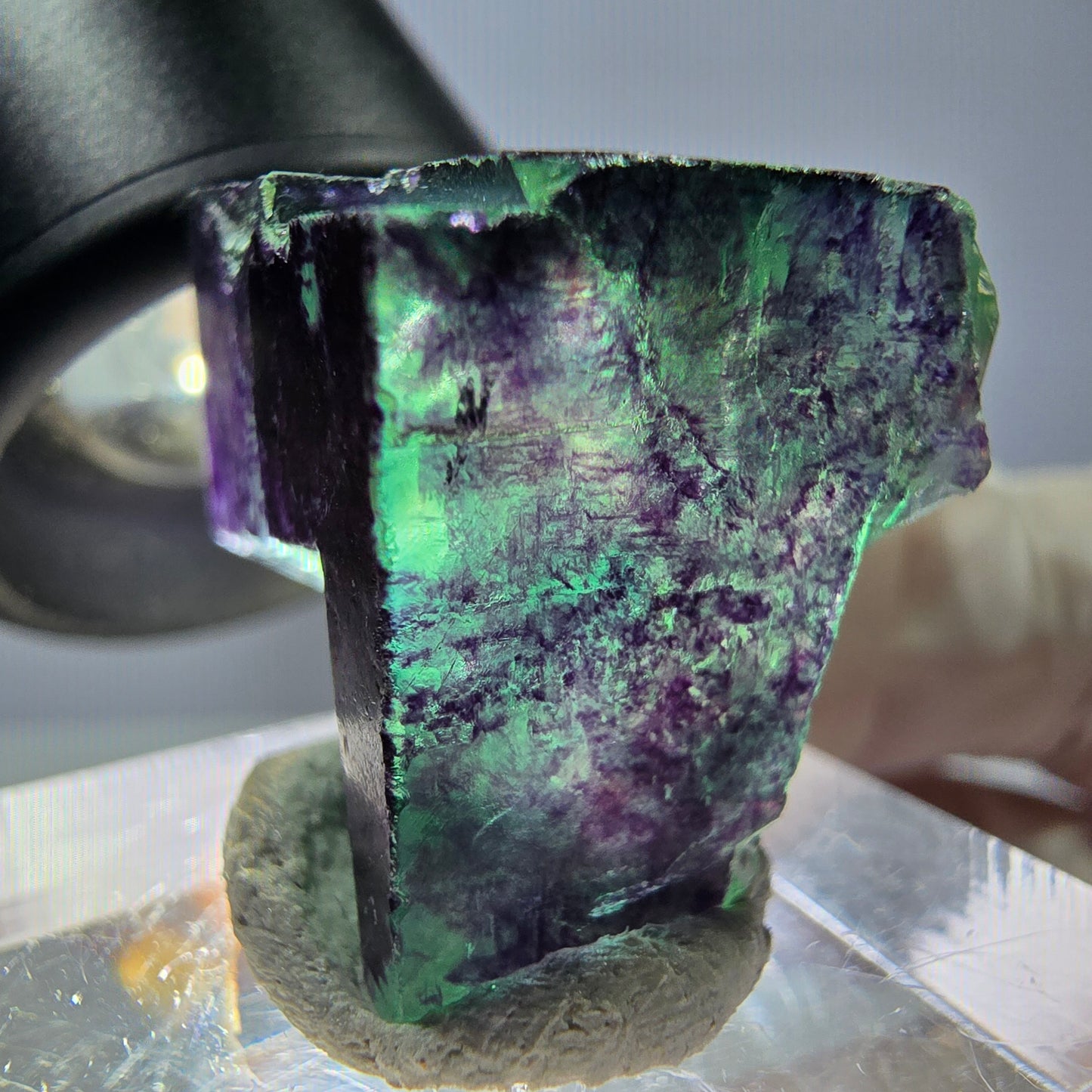 Phantom Fluorit Würfel Stufe grün lila zonal 11:11 Angel Pocket, Namibia 19*19*19mm