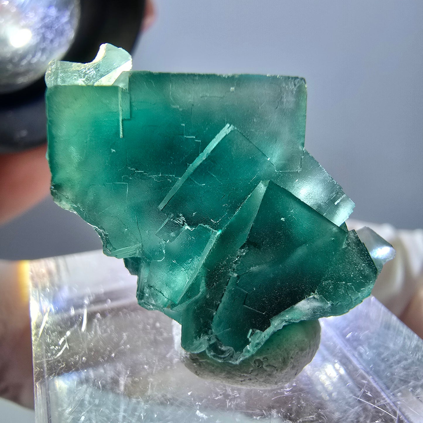 Phantom Fluorit Würfel Stufe, grün parkettiert Okorusu, Namibia 30*18*14mm