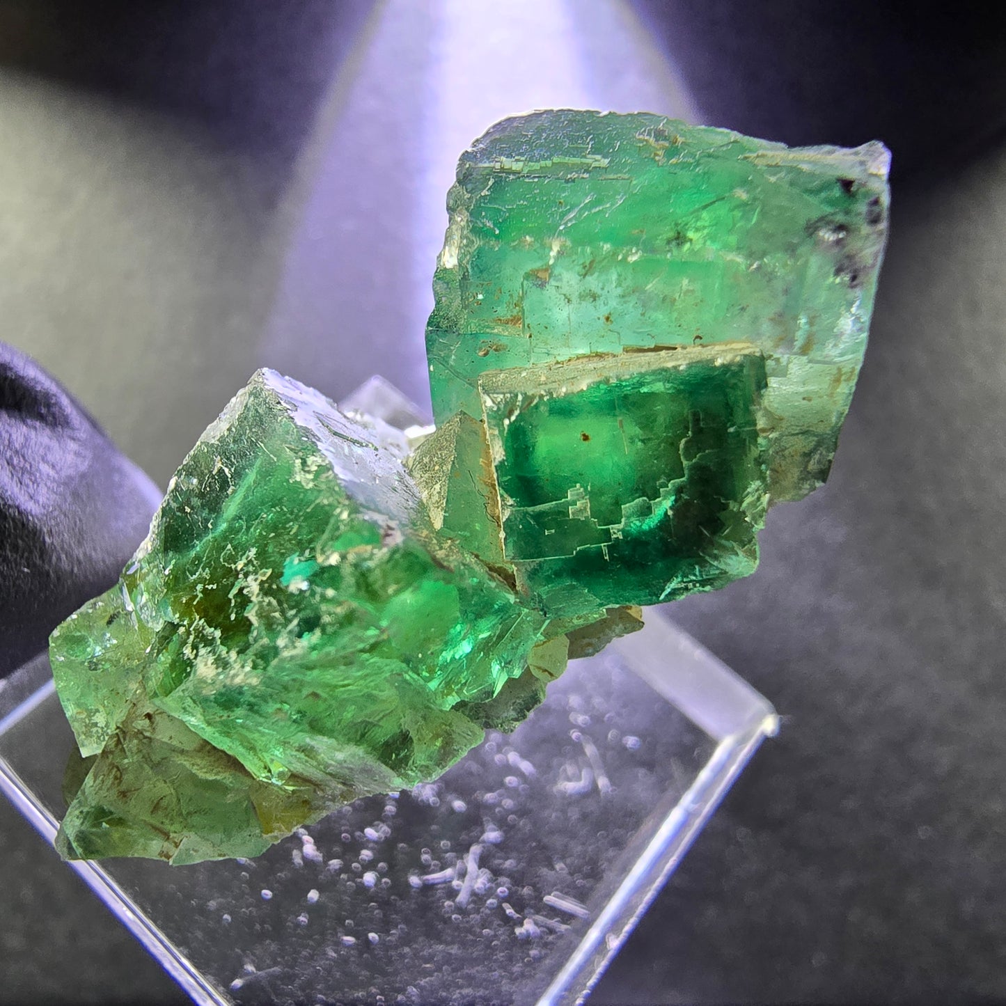 Seltene Phantom Fluorit Würfel Stufe grün 37*24*17mm Okorusu, Namibia Sammlung