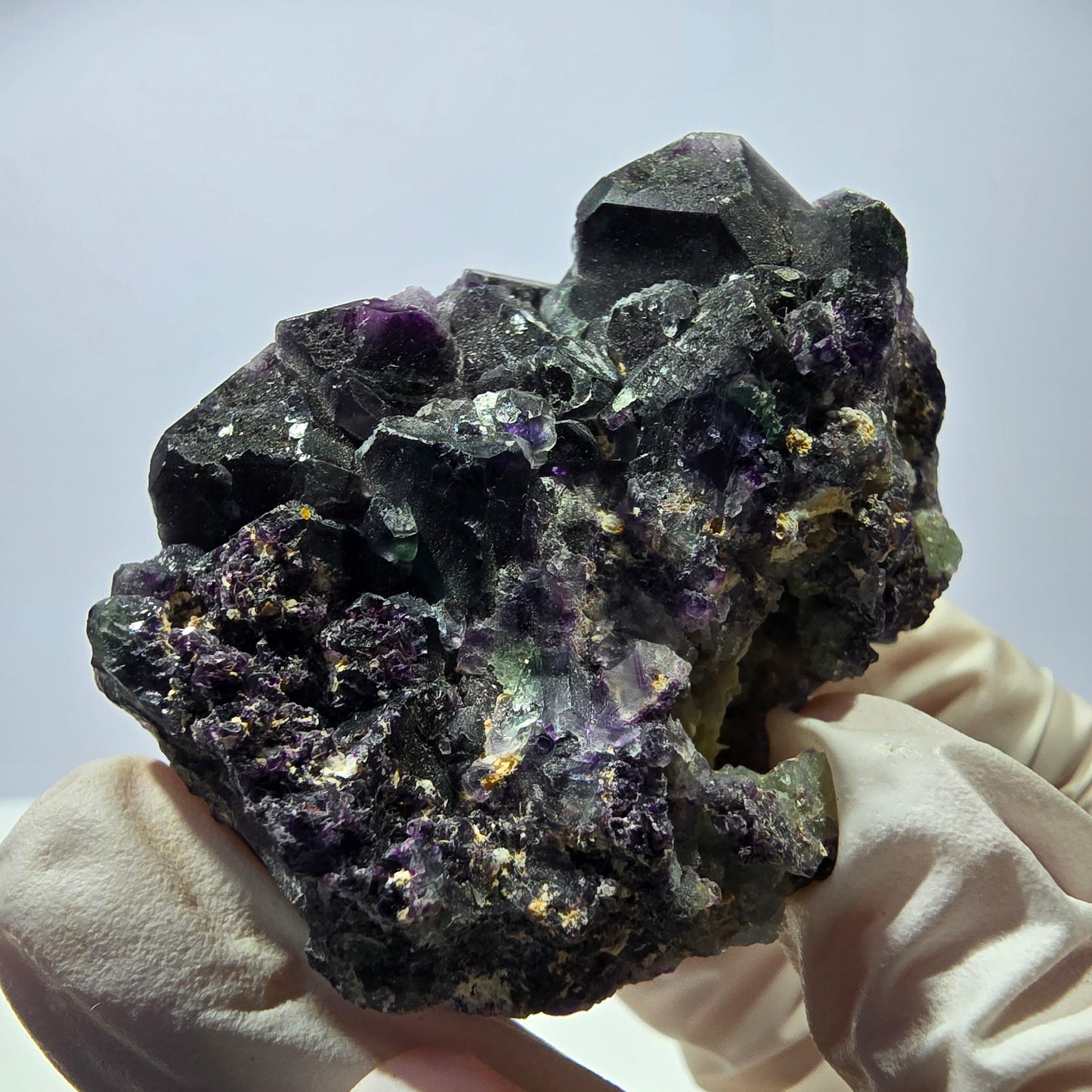Phantom Fluorit Würfel, Quarz Stufe grün lila Okorusu, Namibia 53*43*40mm